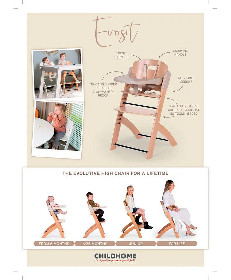 Childhome Evosit Stone White + Cushion Jersey Heart