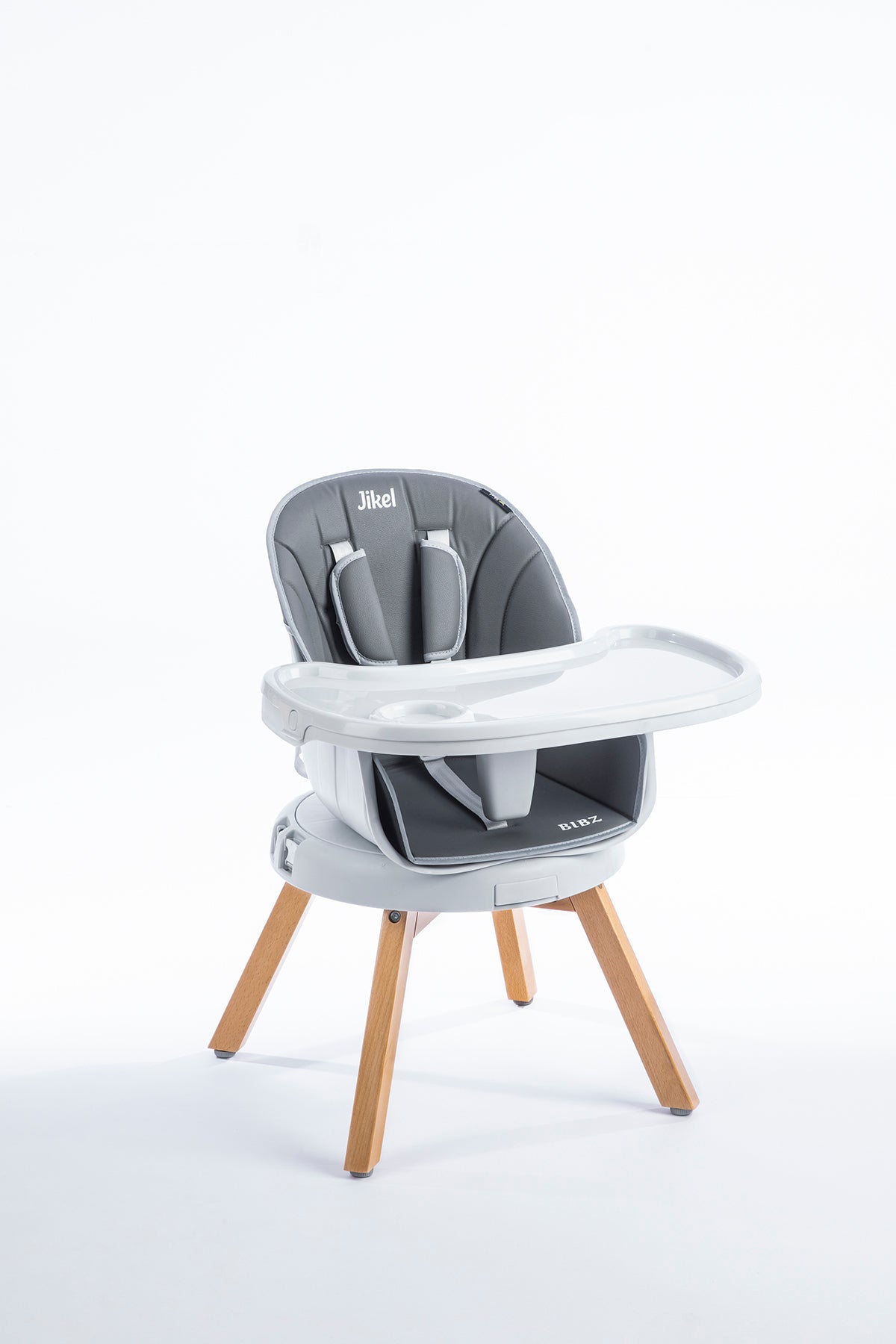 Jikel - Bibz 360 Rotating Wooden Highchair - Charcoal