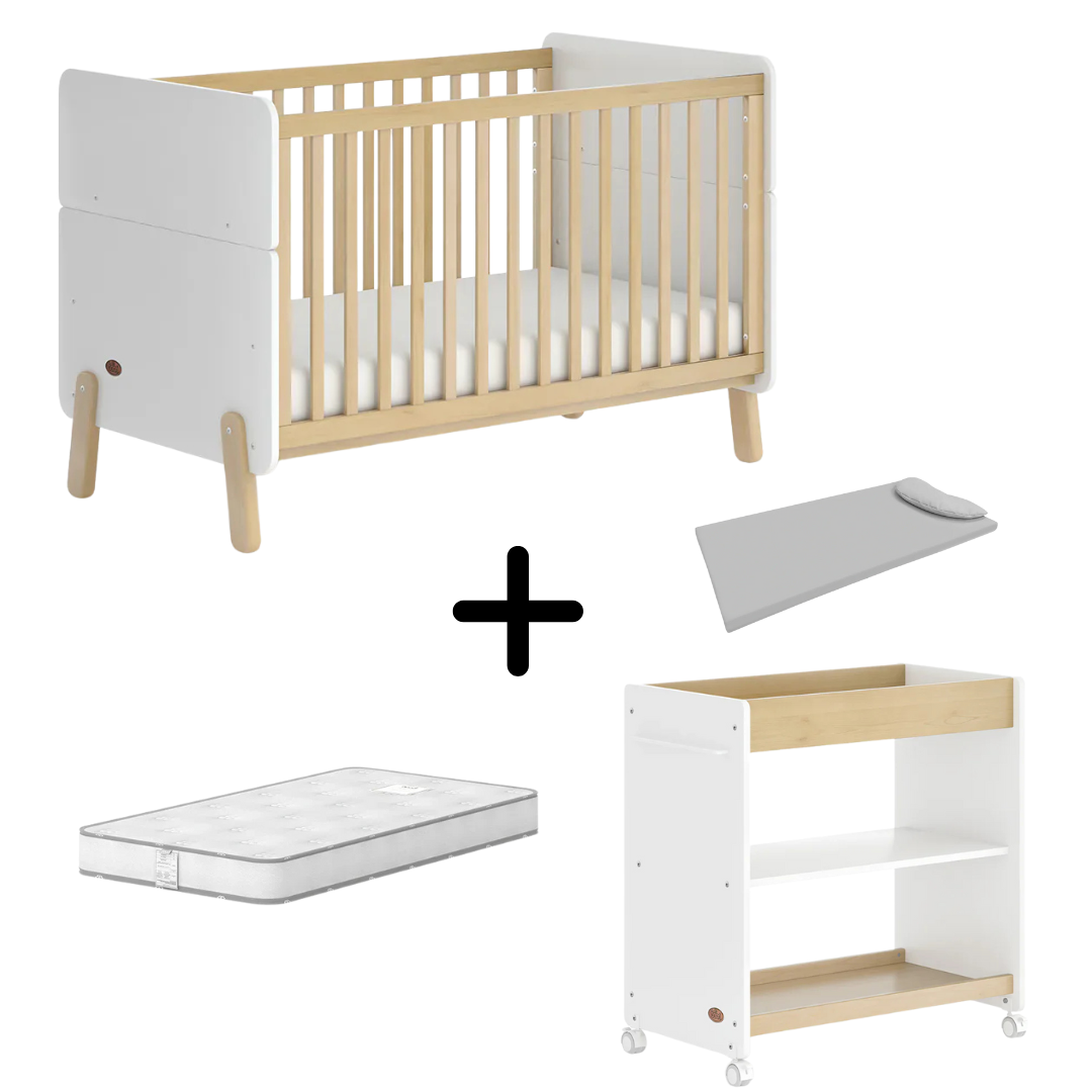 Boori - Natty Cot with Universal Changer Set Barley & Almond