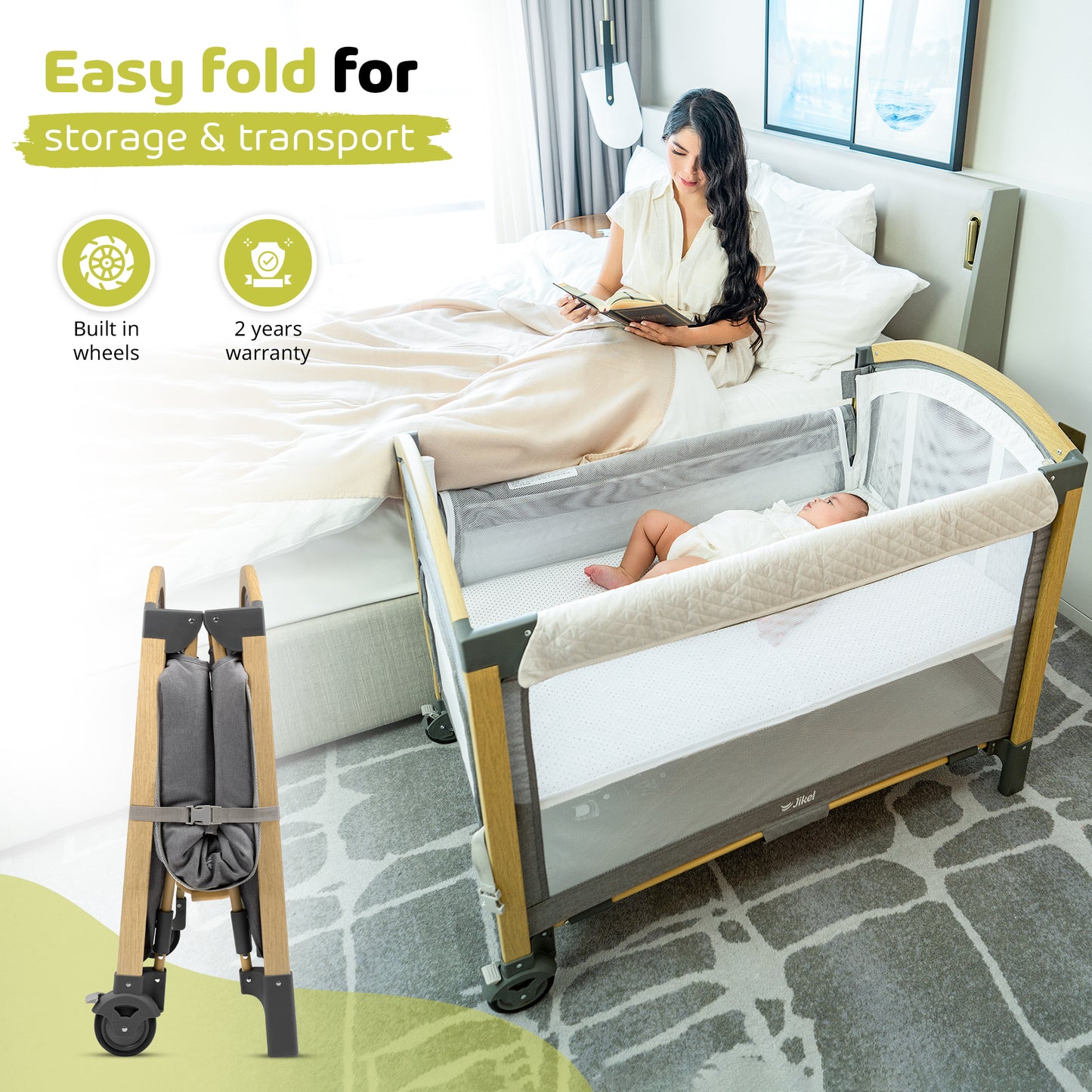 Jikel - Pole Co-sleeper & Playpen - Birchwood