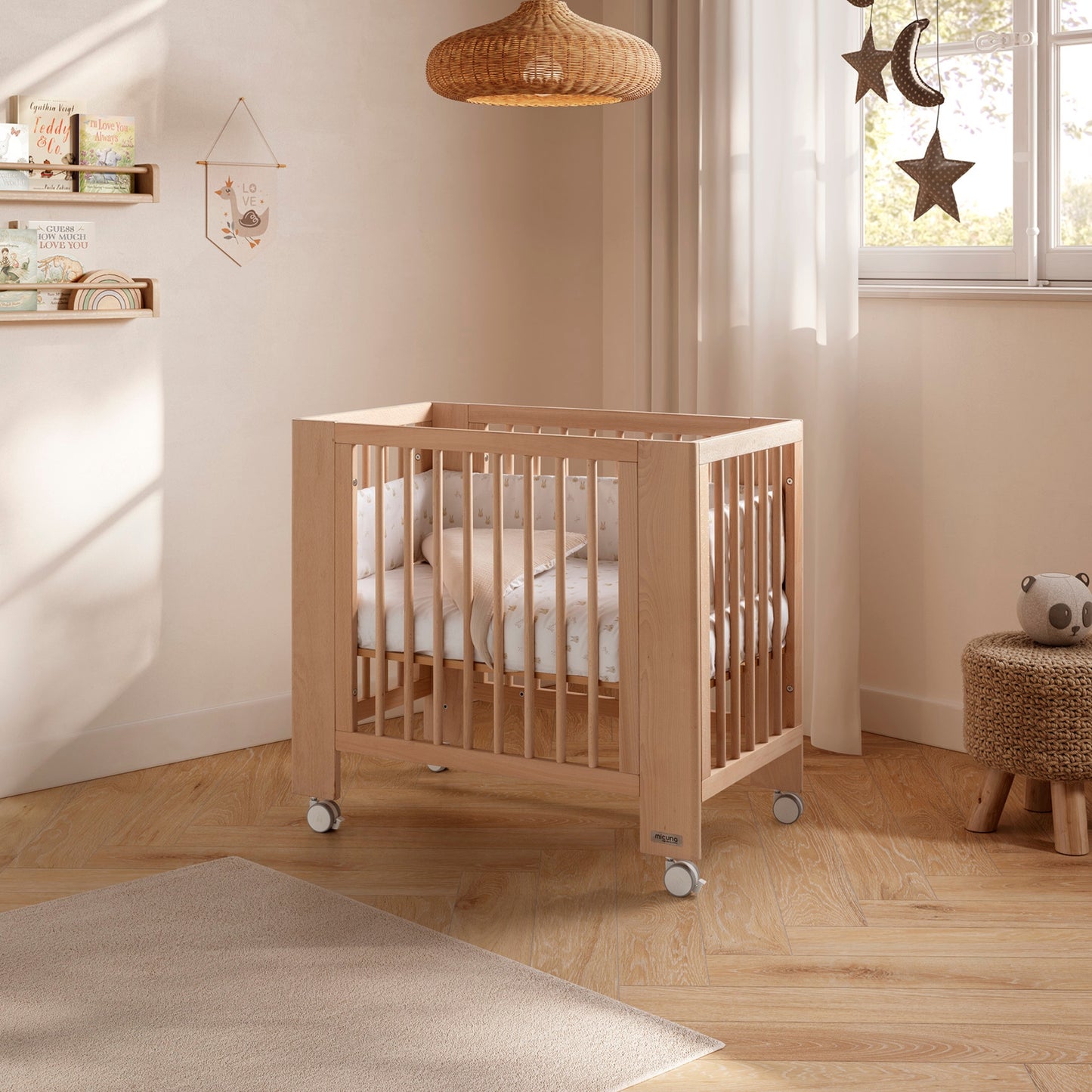 MICUNA - CONVERBABY COT WHITE/NATURAL WAX 140X70