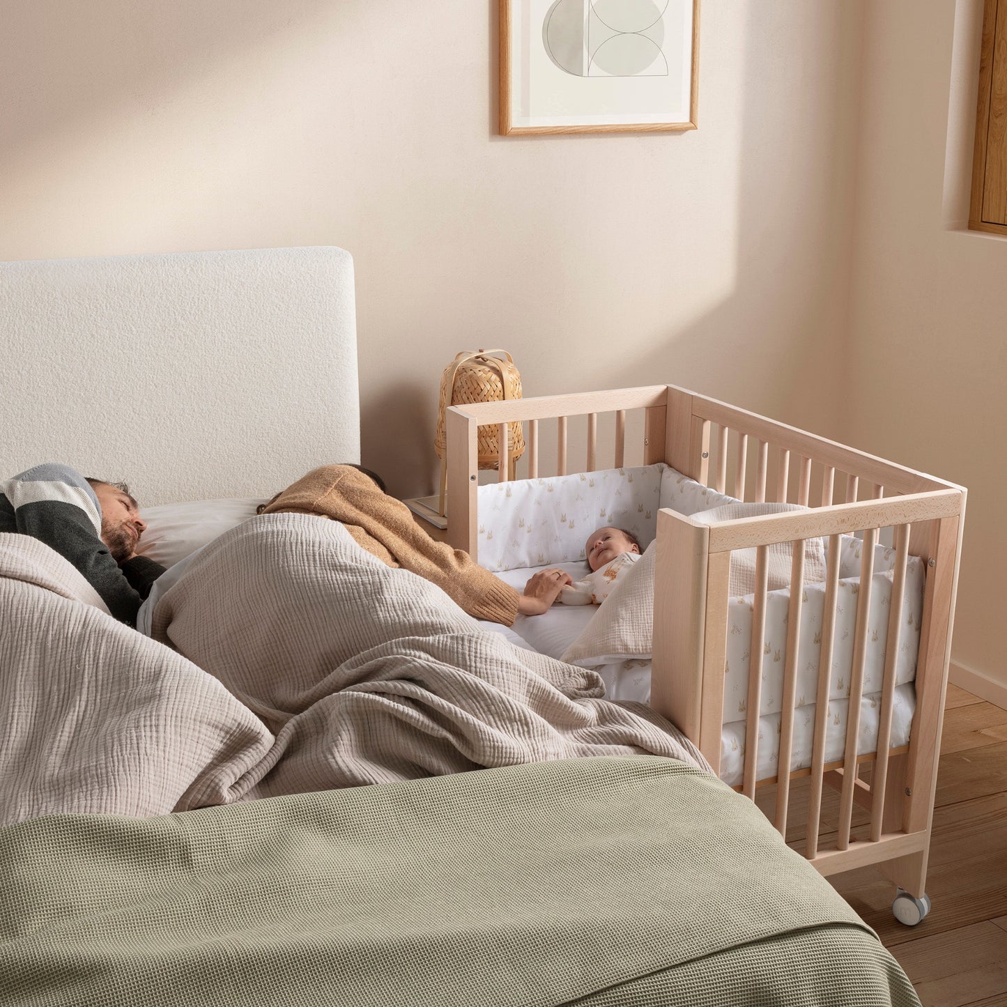 MICUNA - CONVERBABY COT WHITE/NATURAL WAX 140X70