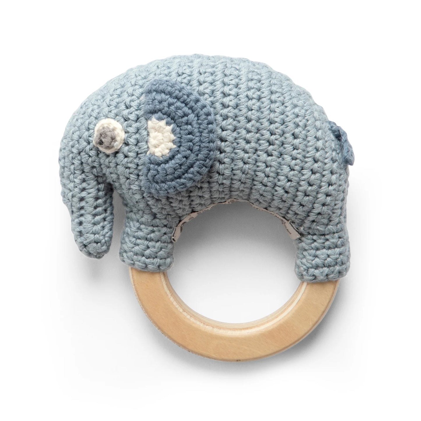Sebra - Crochet rattle on ring, Fanto, powder blue