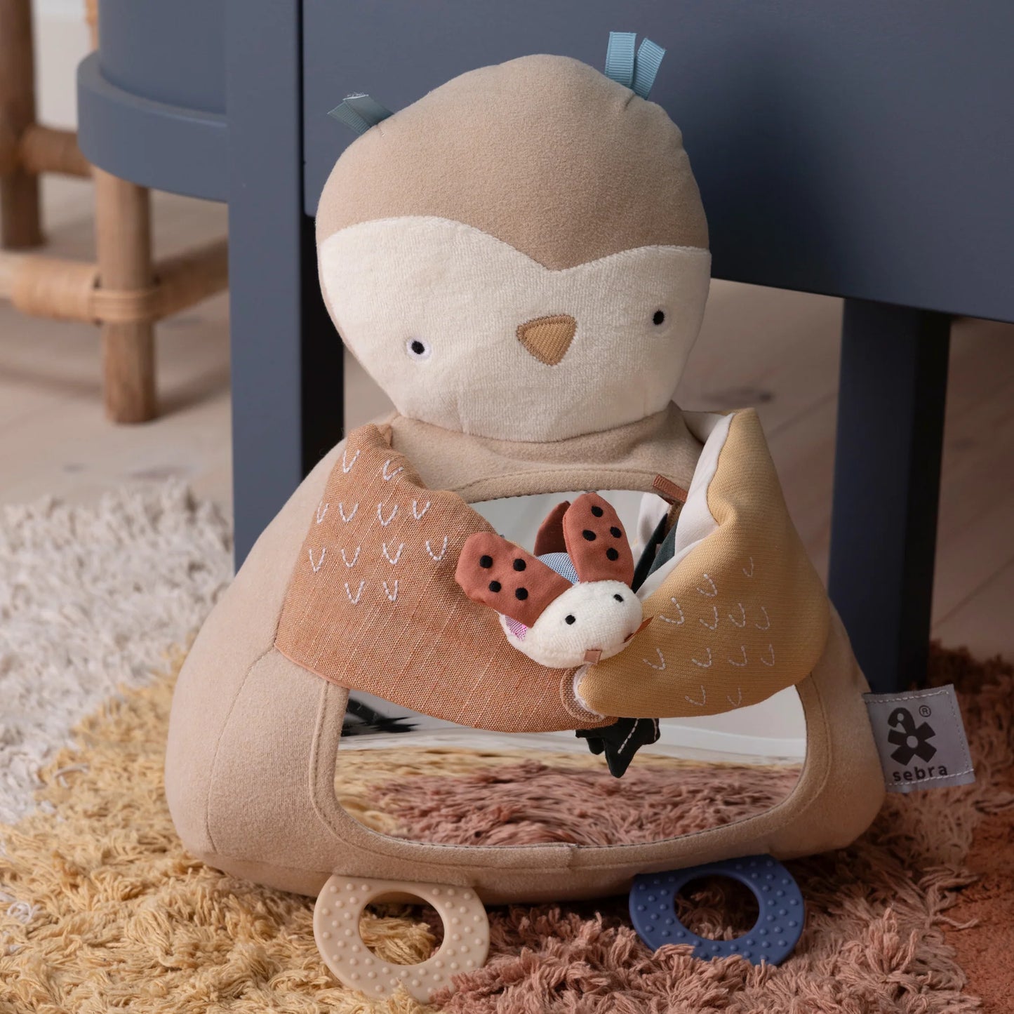 Sebra - Activity toy, Blinky the owl, maple beige