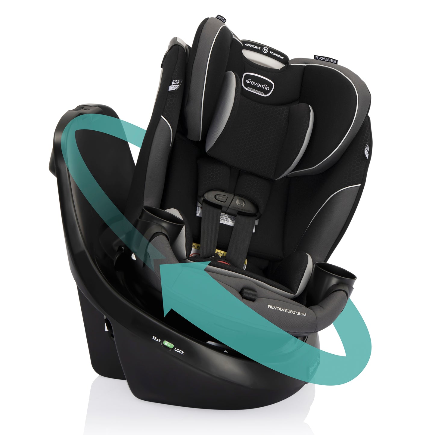 Evenflo - Revolve360 Slim 2-in-1 Rotational Car Seat - Canton Black