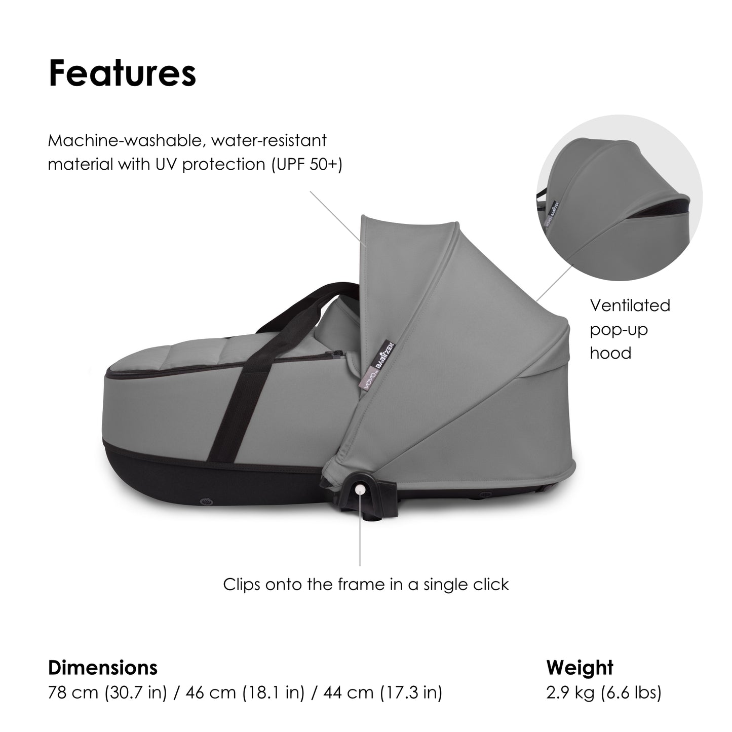 Babyzen - YOYO Bassinet Grey