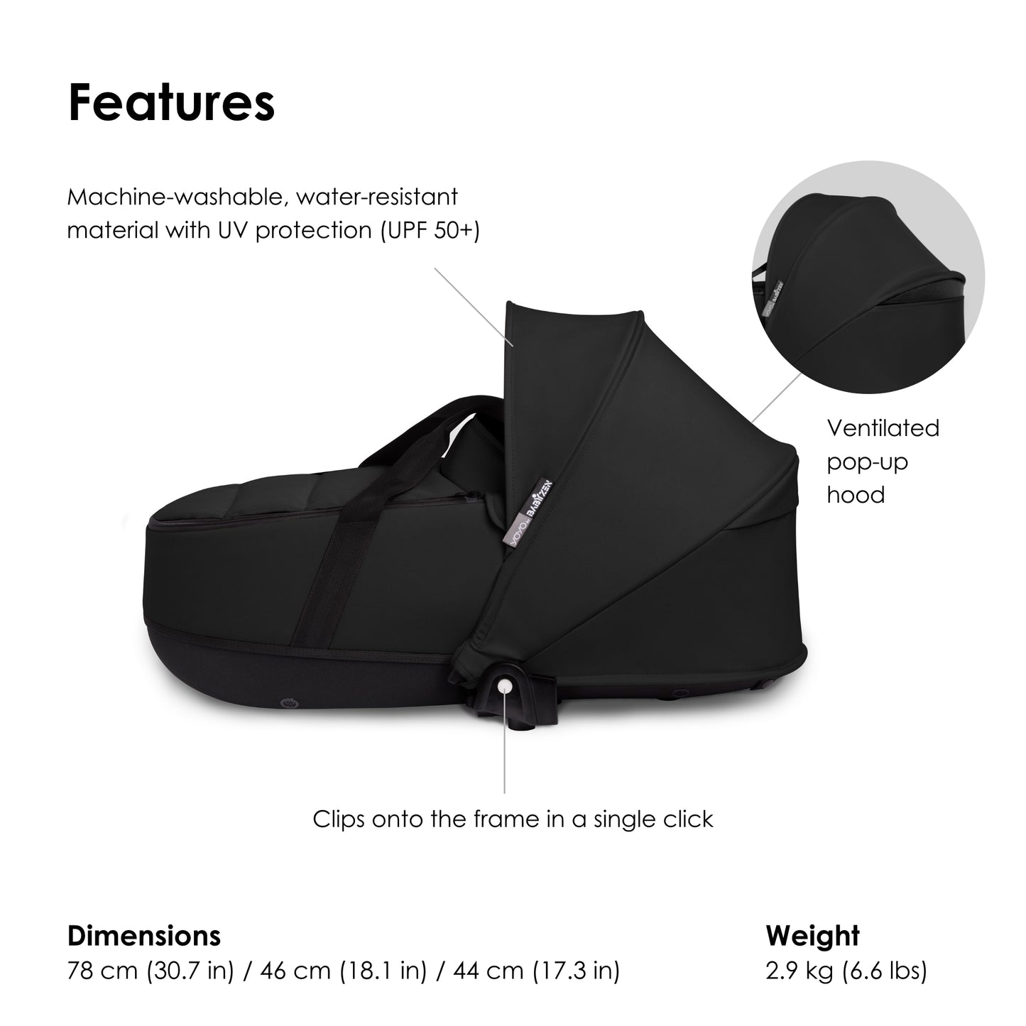 Babyzen - YOYO Bassinet Black
