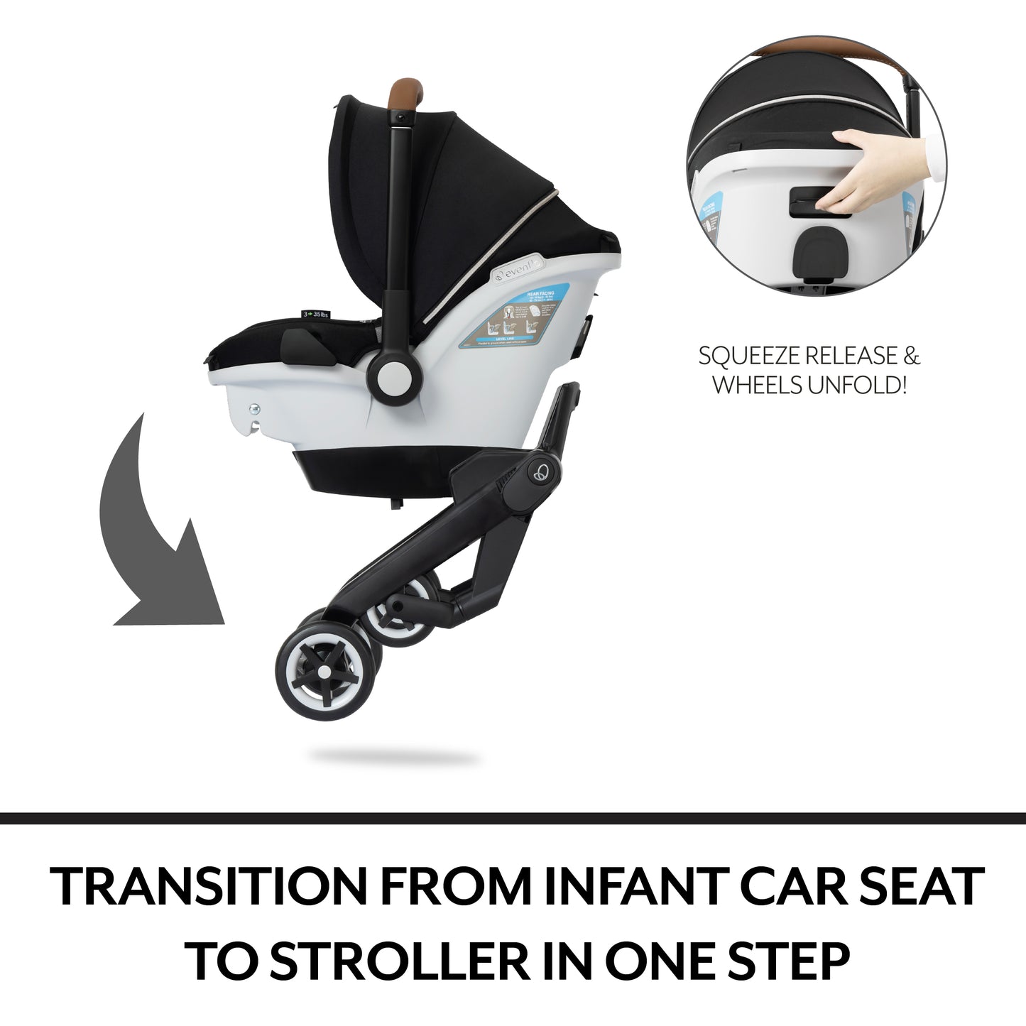 Evenflo - Gold Shyft DualRide with Carryall Storage Infant Car Seat and Stroller Combo - Onyx Black