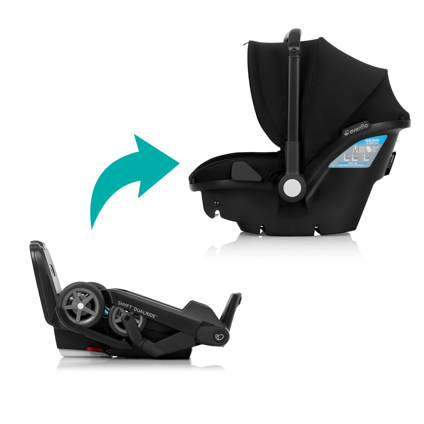 Evenflo - Shyft DualRide Infant Car Seat and Stroller Combo - Beaufort Black