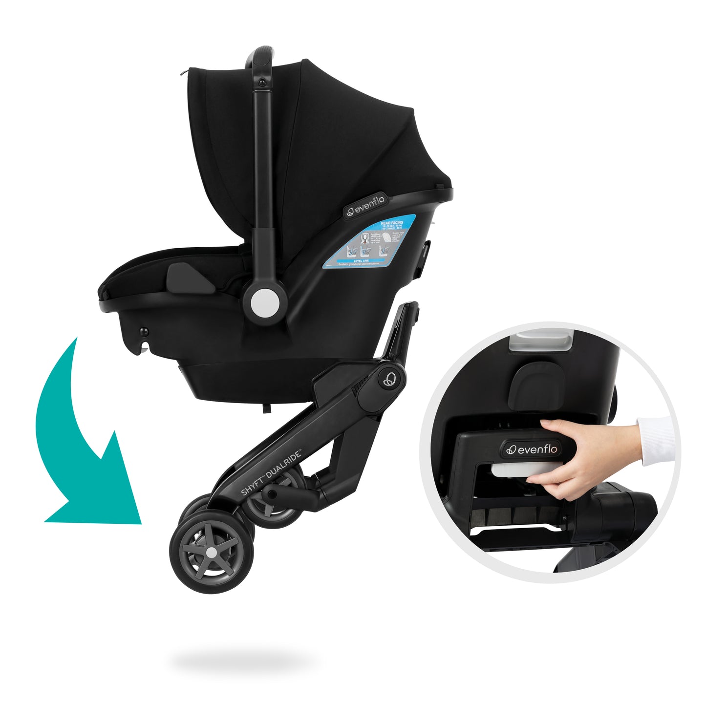 Evenflo - Shyft DualRide Infant Car Seat and Stroller Combo - Beaufort Black