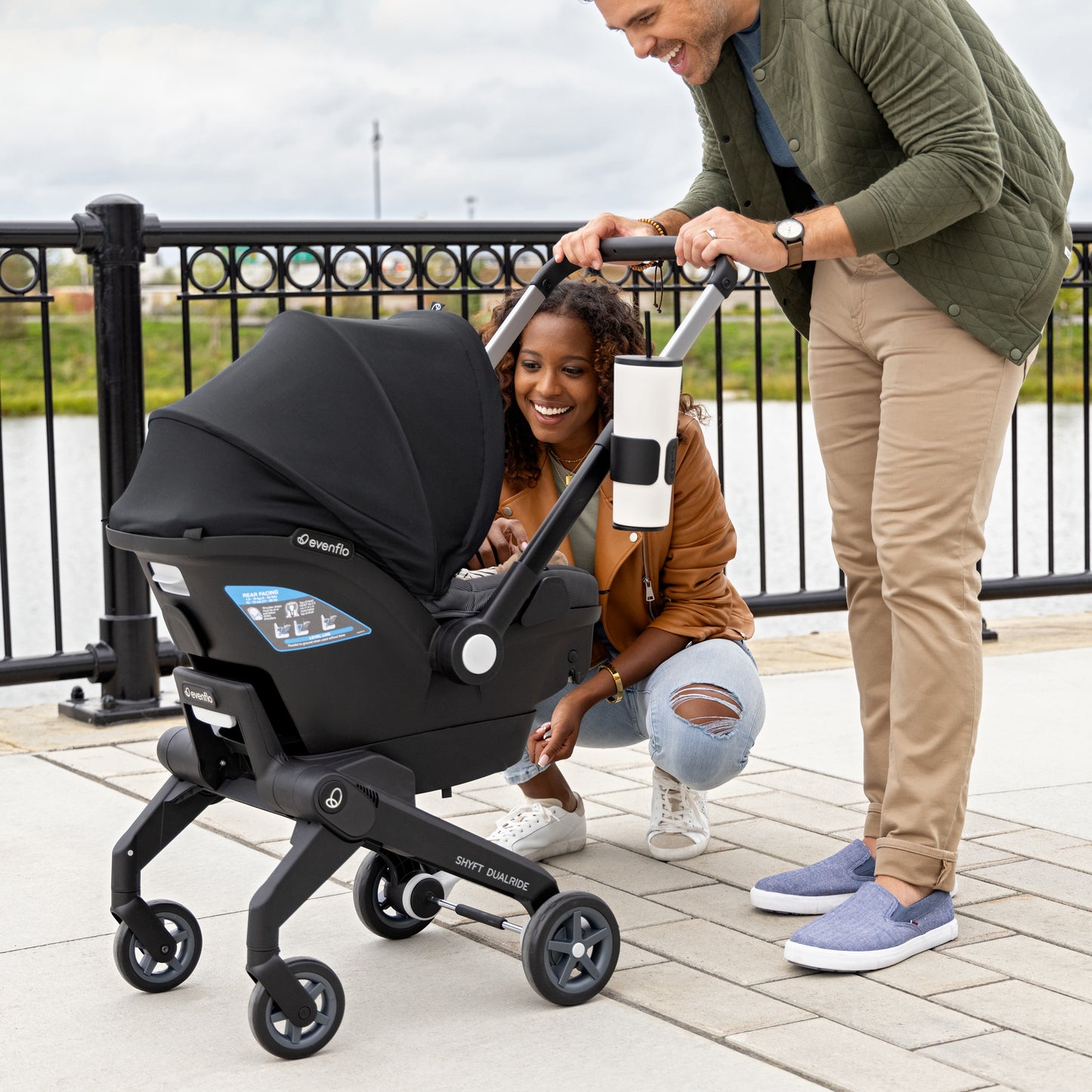 Evenflo - Shyft DualRide Infant Car Seat and Stroller Combo - Beaufort Black