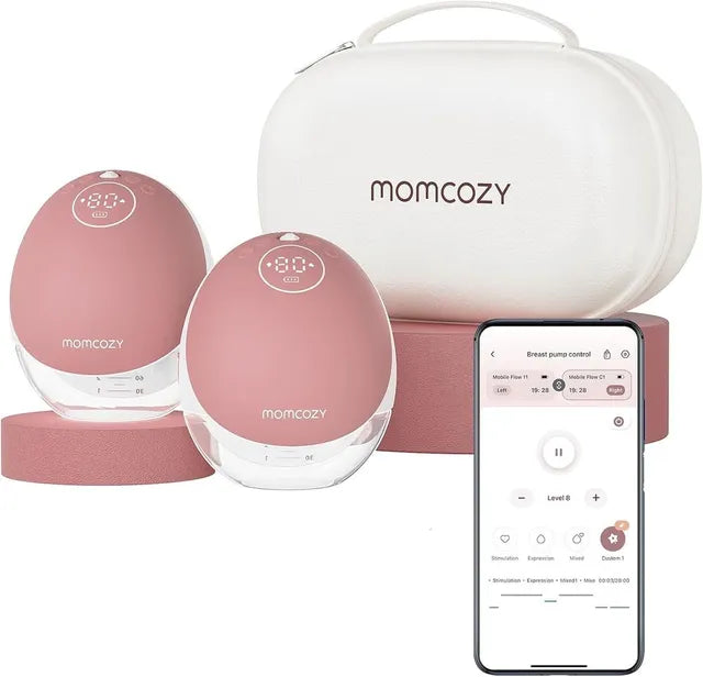 Momcozy - Mobile Flow Hands - Free Double Breast Pump M9 - Maroon