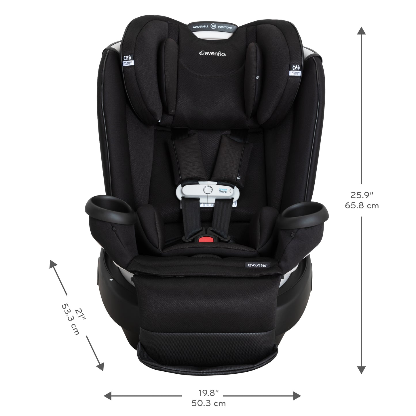 Evenflo - Gold Revolve360 Extend All-in-One Rotational Car Seat with SensorSafe - Onyx Black