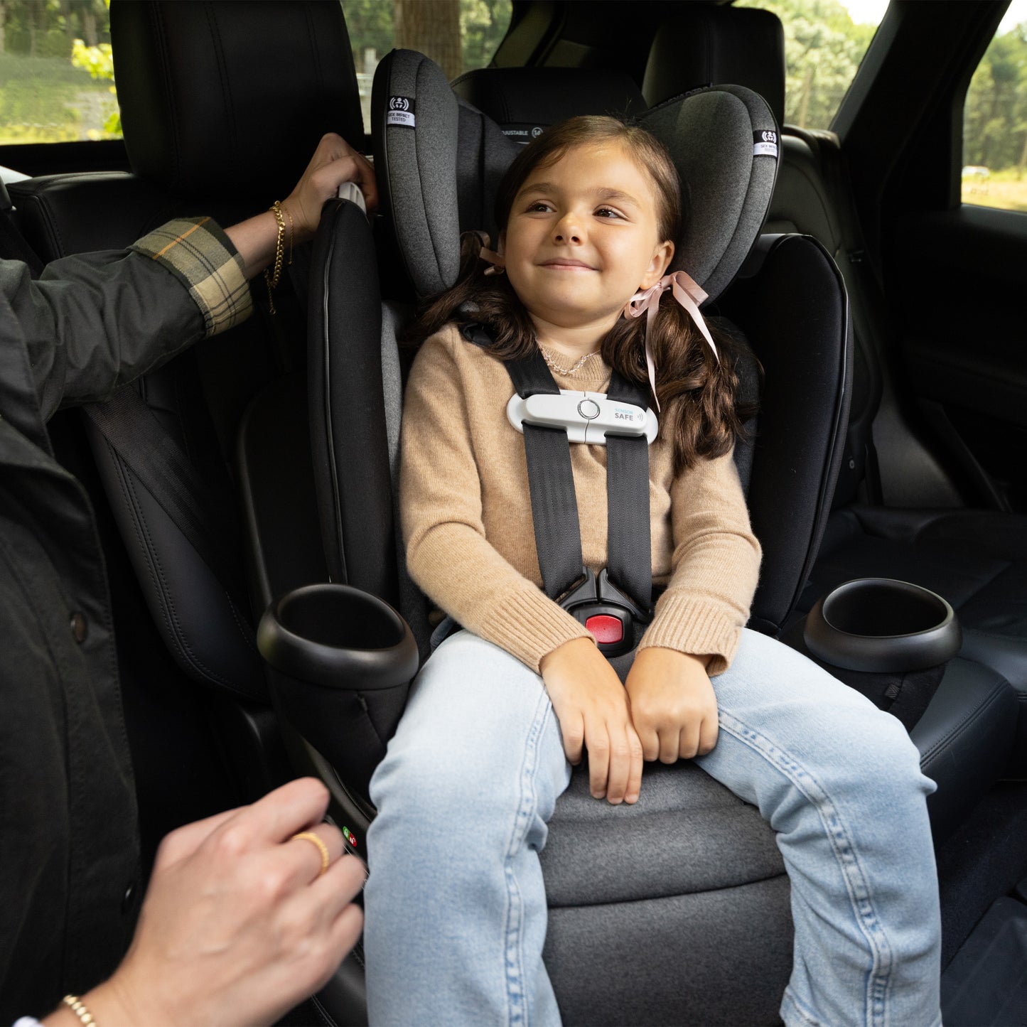 Evenflo - Gold Revolve360 Extend All-in-One Rotational Car Seat with SensorSafe - Moonstone Gray