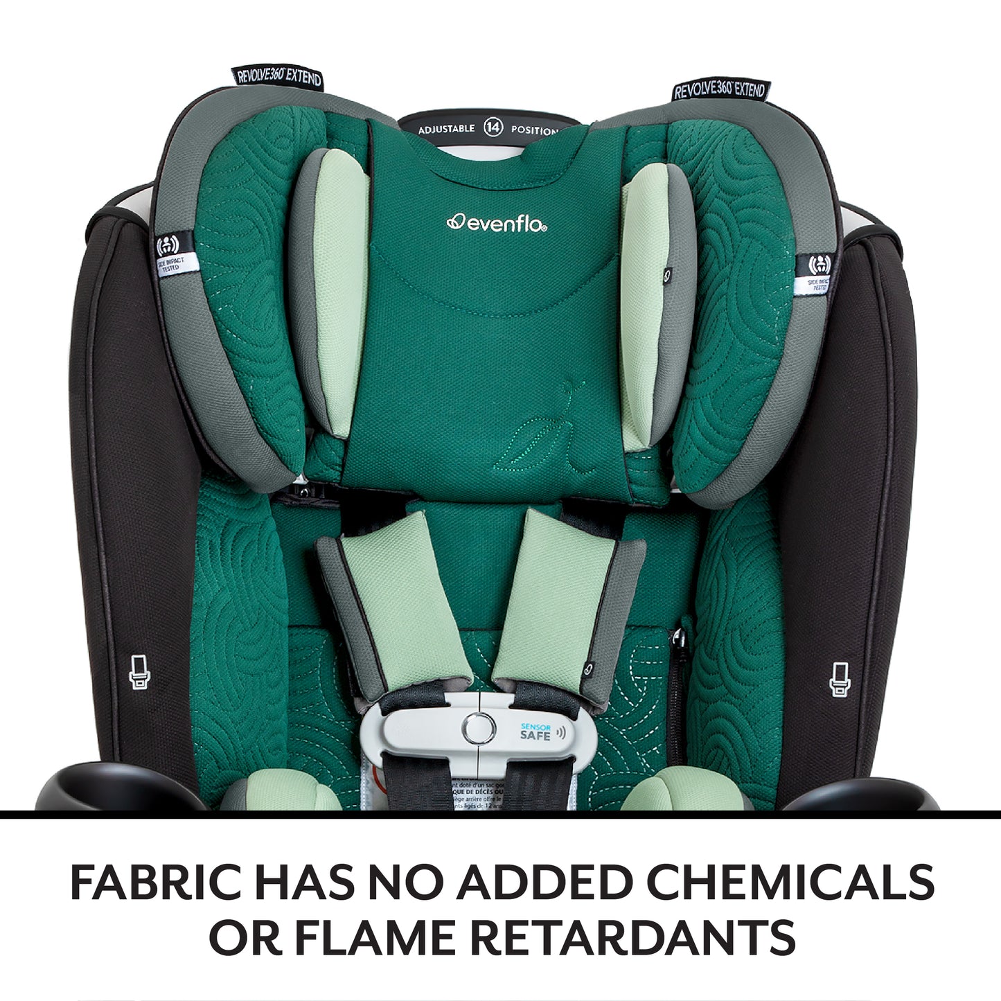 Evenflo - Limited Edition Revolve360 Extend All-in-One Rotational Car Seat with Green & Gentle Fabric - Champagne