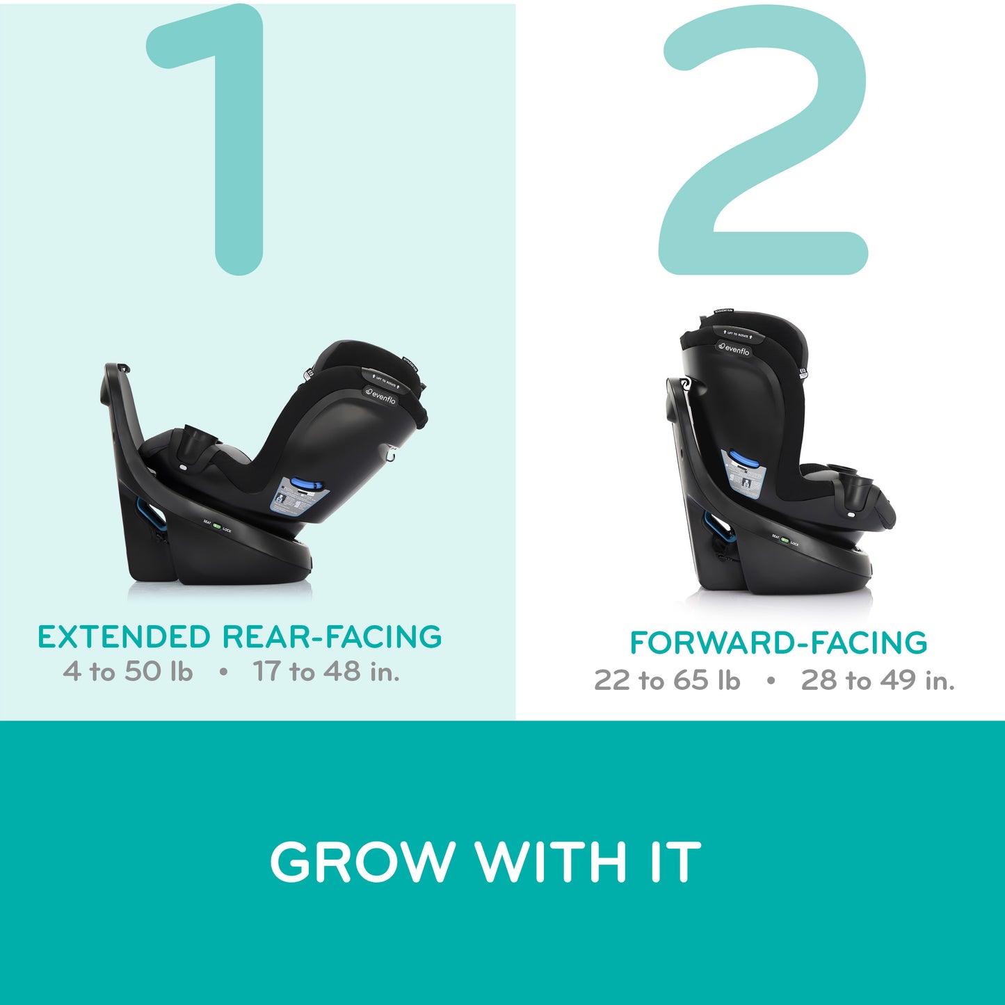 Evenflo - Revolve360 Slim 2-in-1 Rotational Car Seat - Salem Black