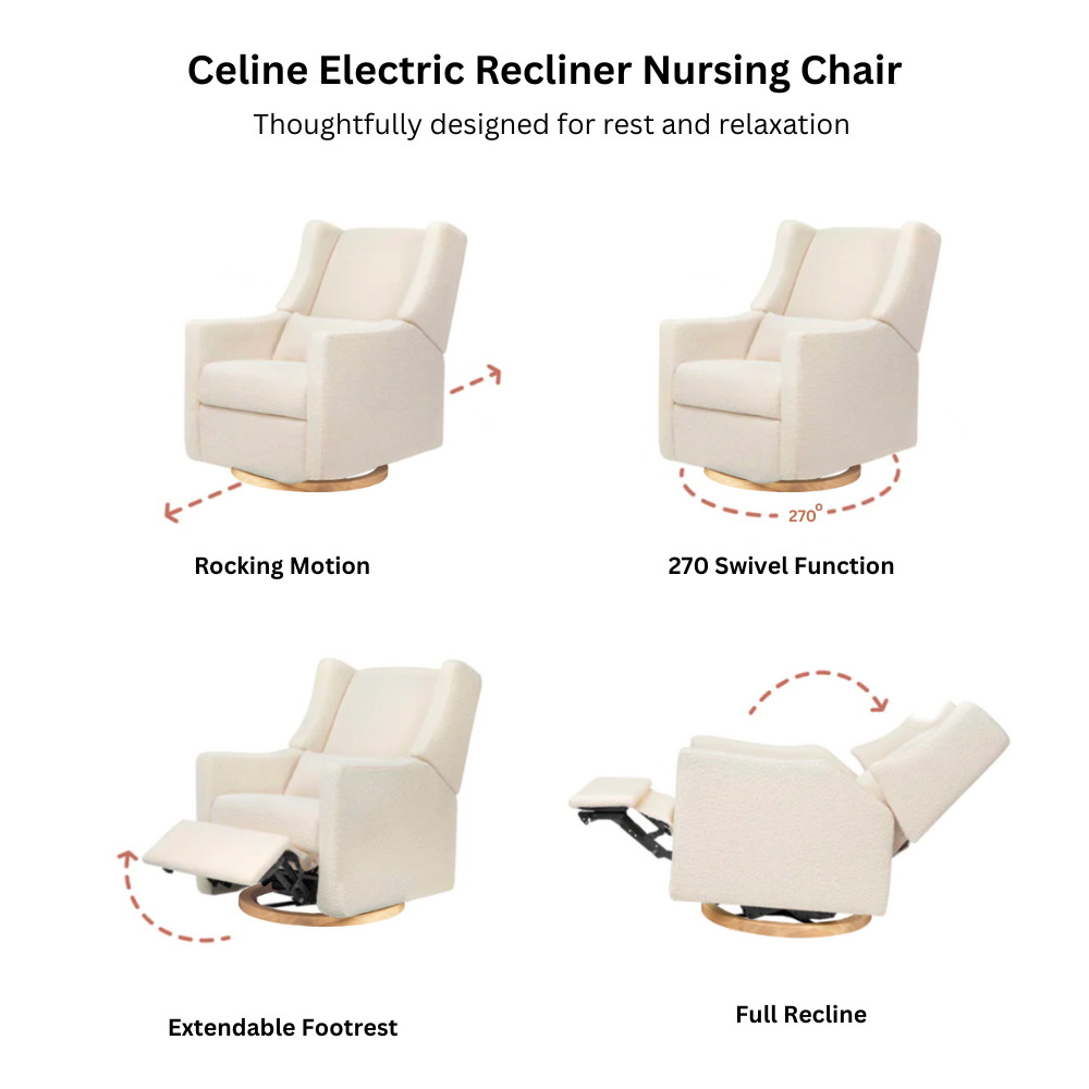 Celine Electric Recliner Nursing Chair - Latte
