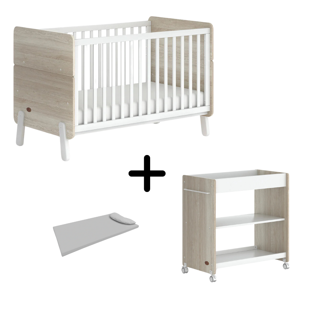 Boori - Natty Cot with Universal Changer Set Barley & Oak