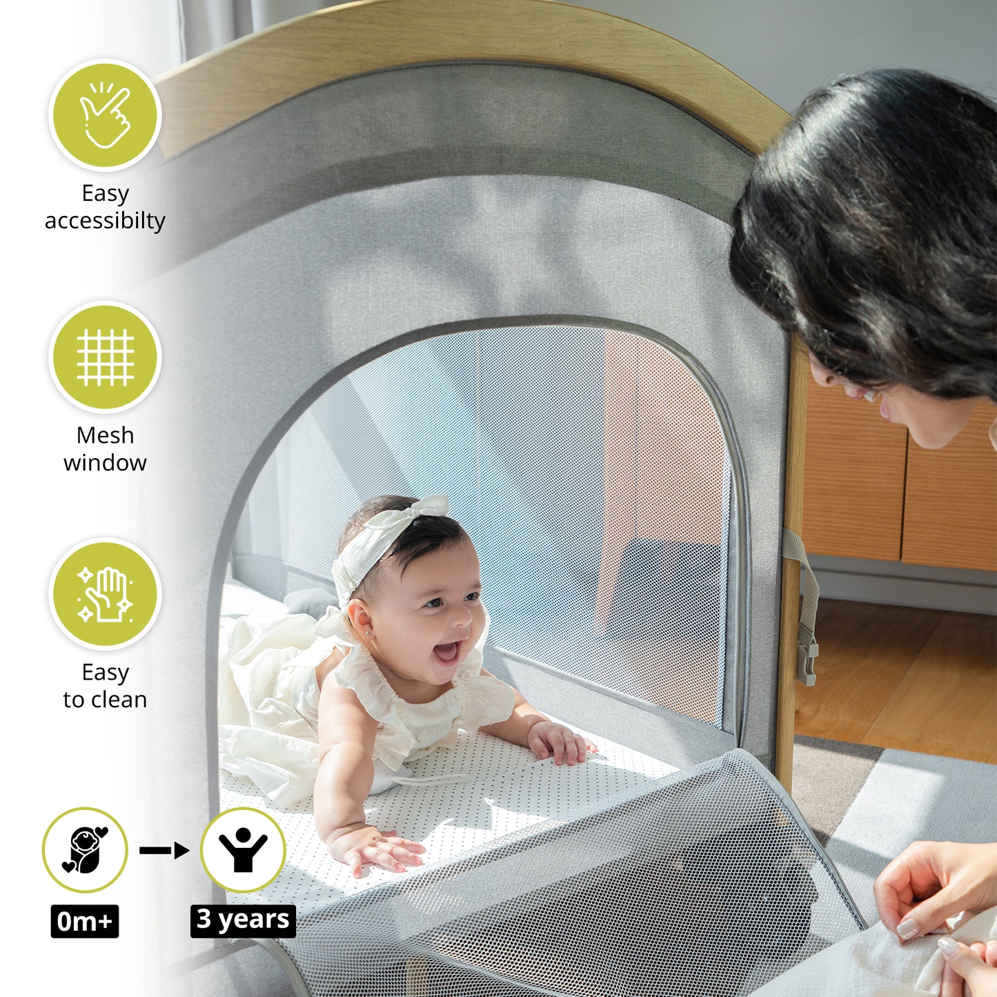 Jikel - Pole Co-sleeper & Playpen - Birchwood
