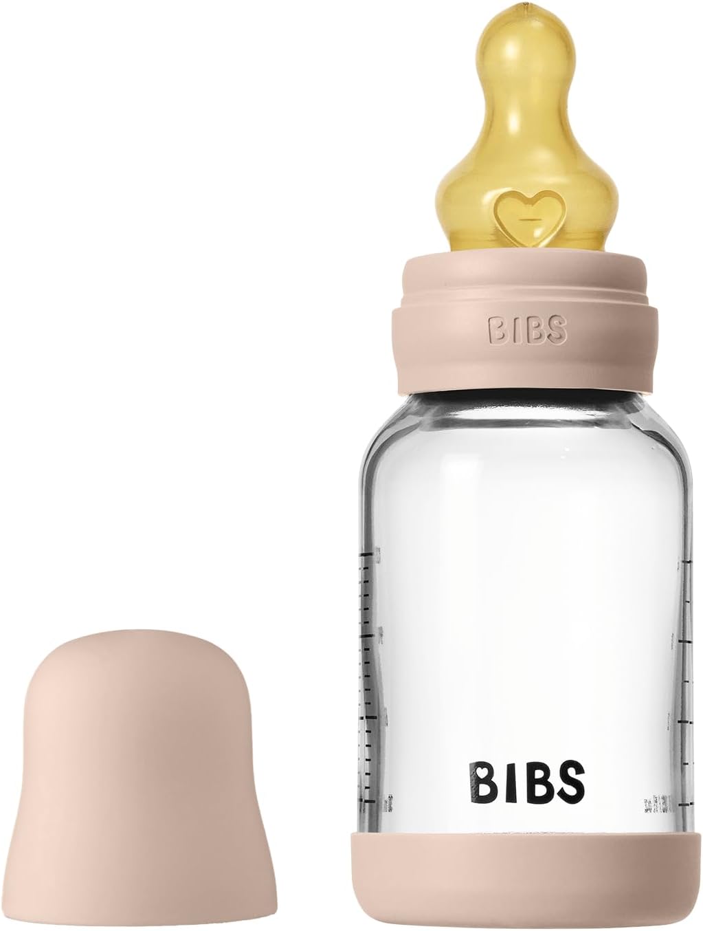 BIBS - Glass Baby Bottle Round Latex 1 pack 120 ml Slow Flow Blush