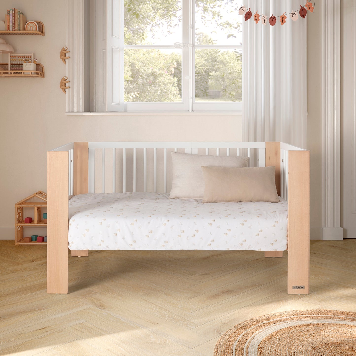 MICUNA - CONVERBABY COT WHITE/NATURAL WAX 140X70