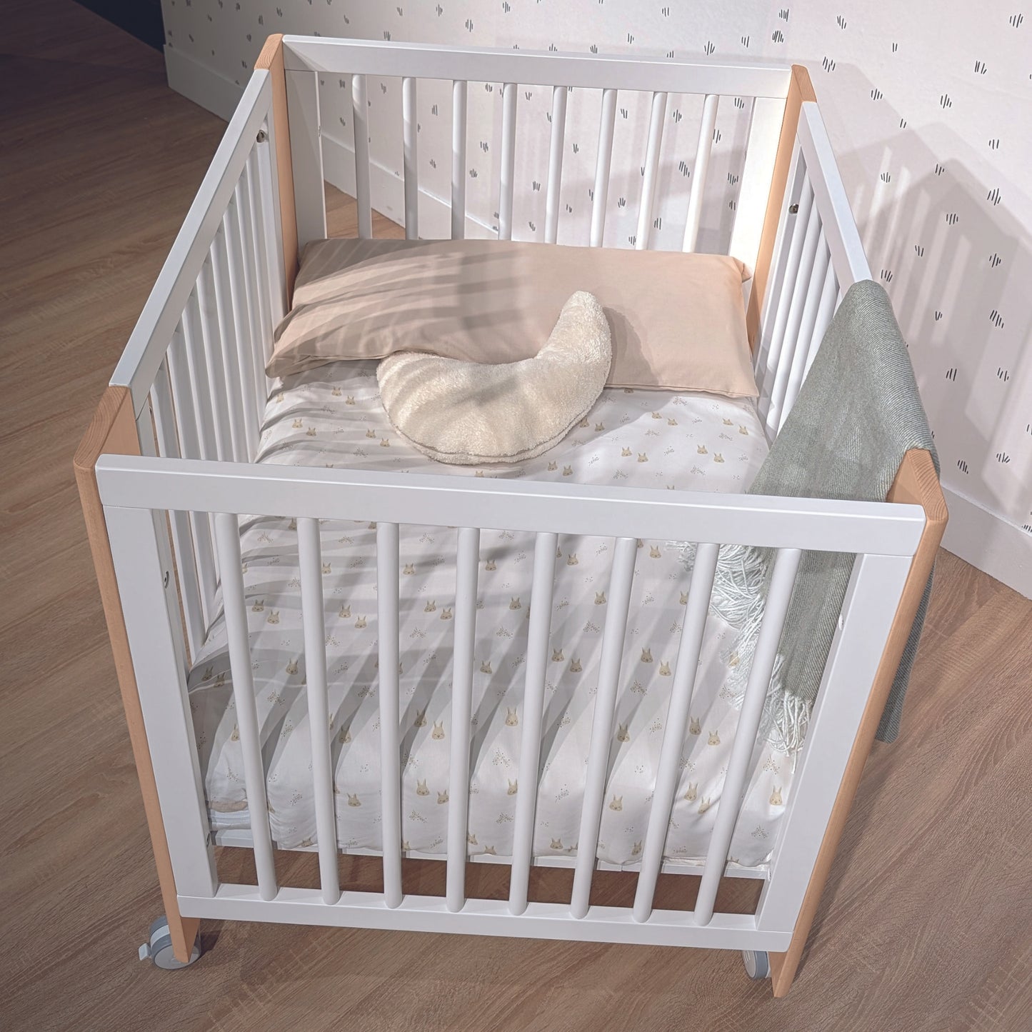 MICUNA - CONVERBABY COT WHITE/NATURAL WAX 140X70