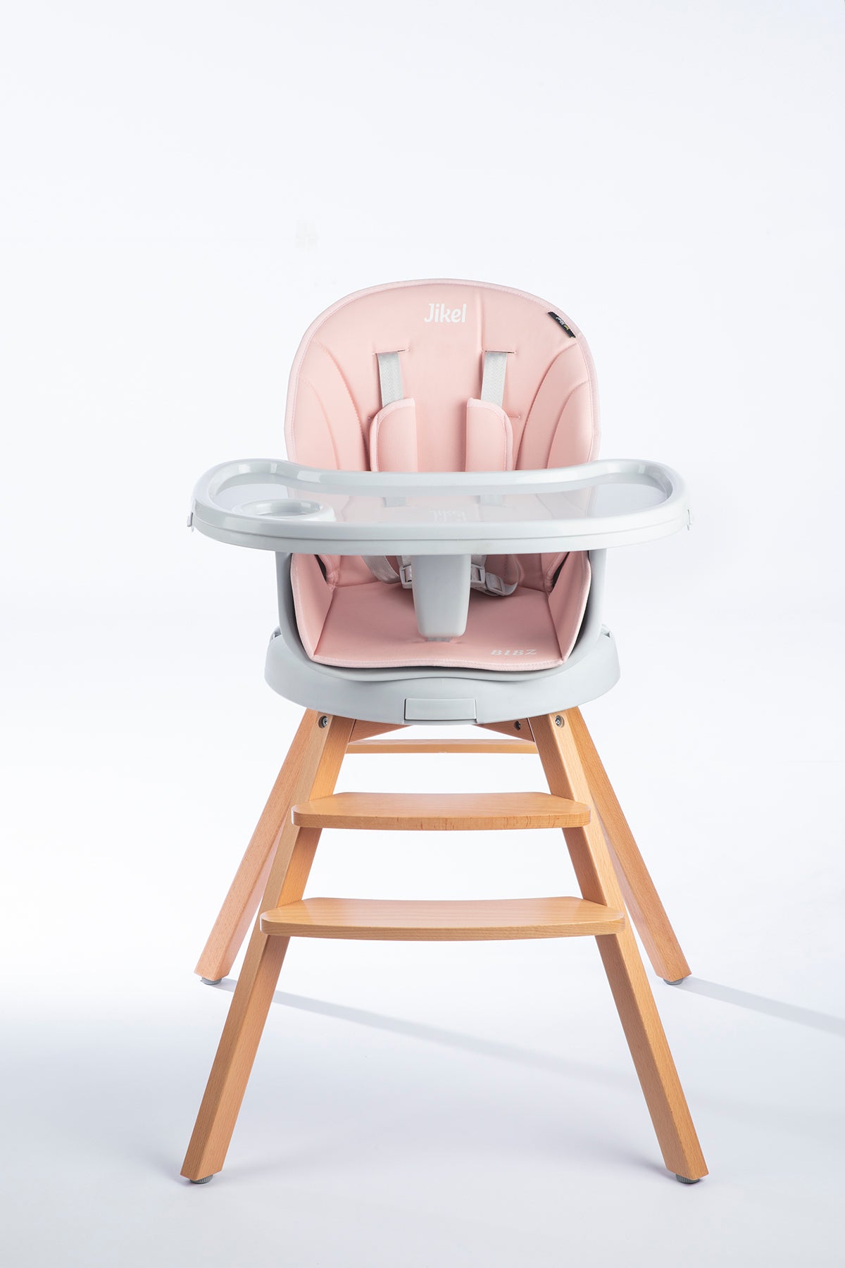 Jikel - Bibz 360 Rotating Wooden Highchair - Dark Pink