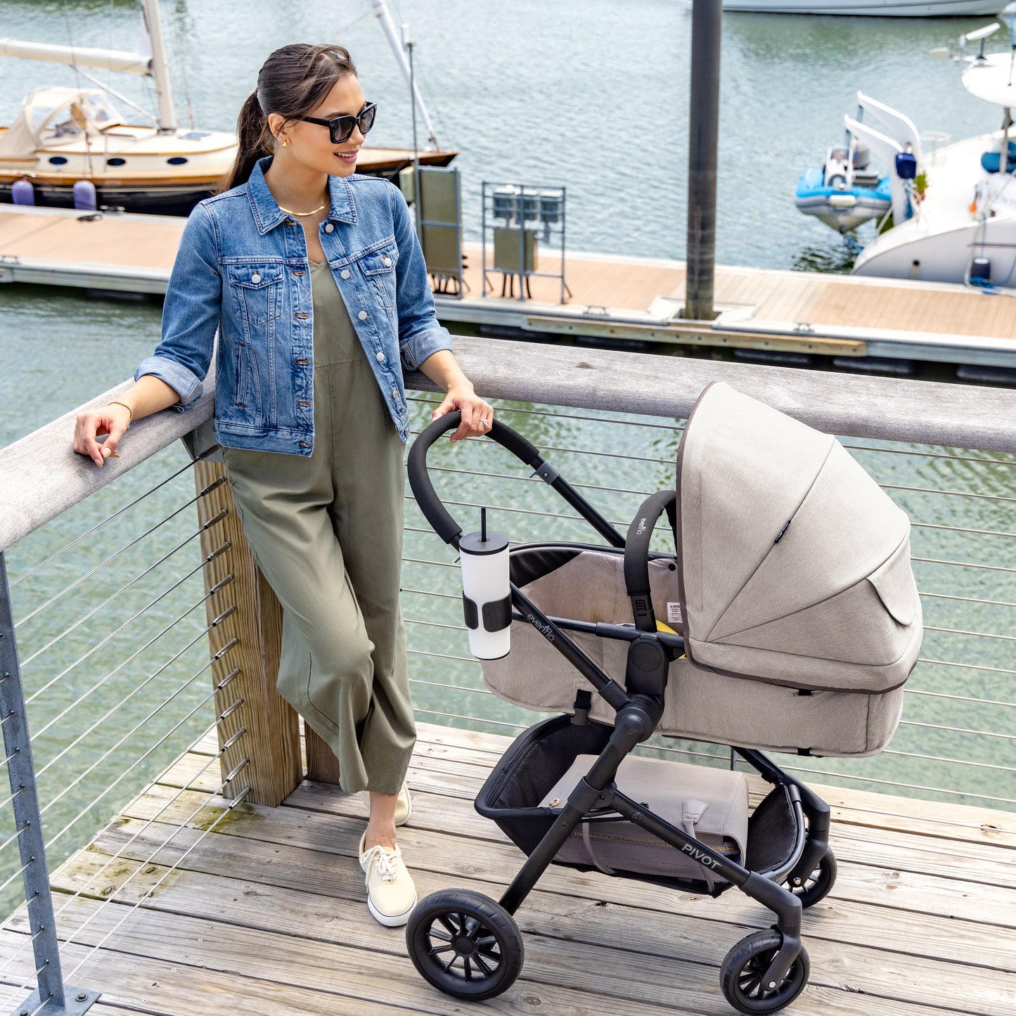 Evenflo - Pivot Modular Travel System with LiteMax Infant Car Seat - Casual Gray
