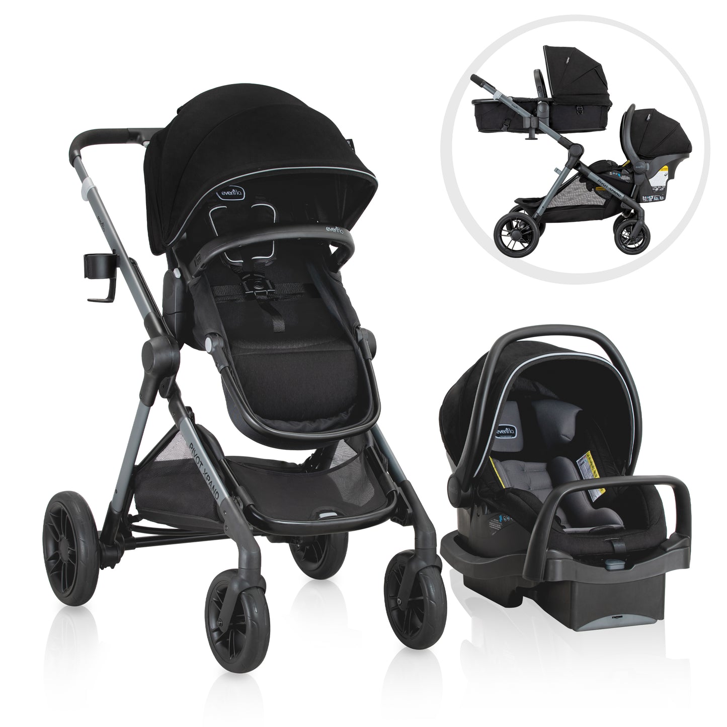 Evenflo - Pivot Xpand Modular Travel System with LiteMax Infant Car Seat - Ayrshire Black