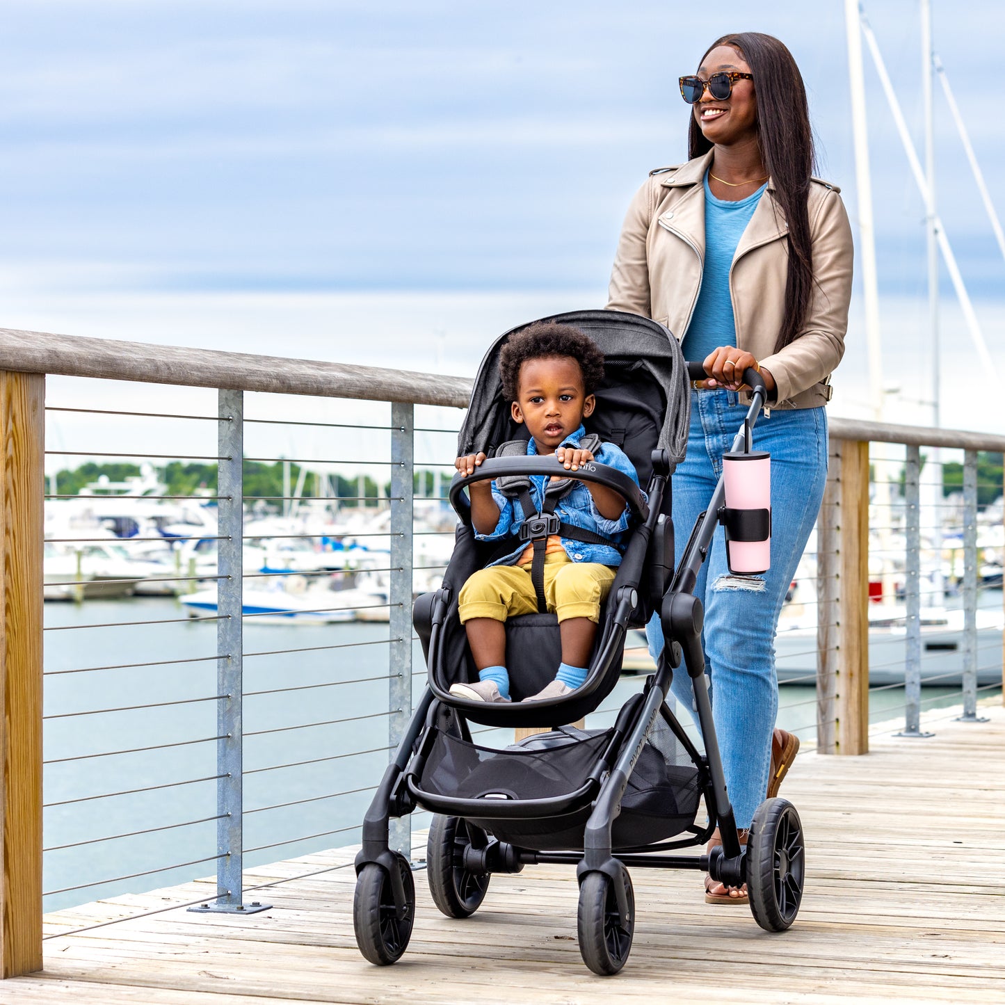Evenflo - Pivot Xpand Modular Travel System with LiteMax Infant Car Seat - Ayrshire Black