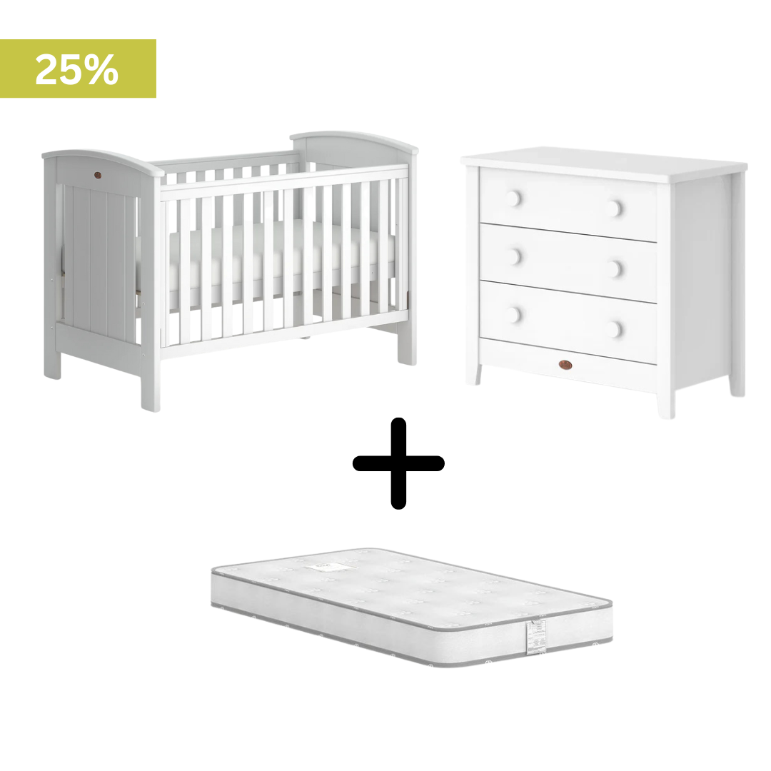 Boori - Casa Baby Cot Barley White and 3 Drawer Chest Barley White