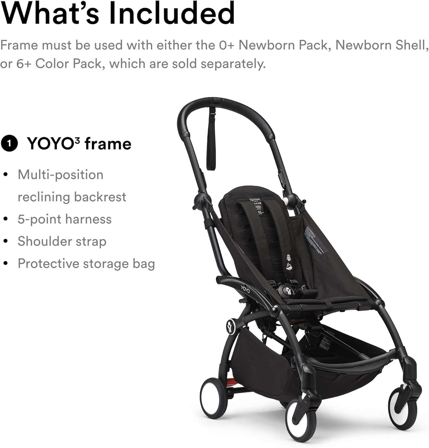 Stokke YOYO3 Stroller Frame with Babyzen YOYO Newborn Pack