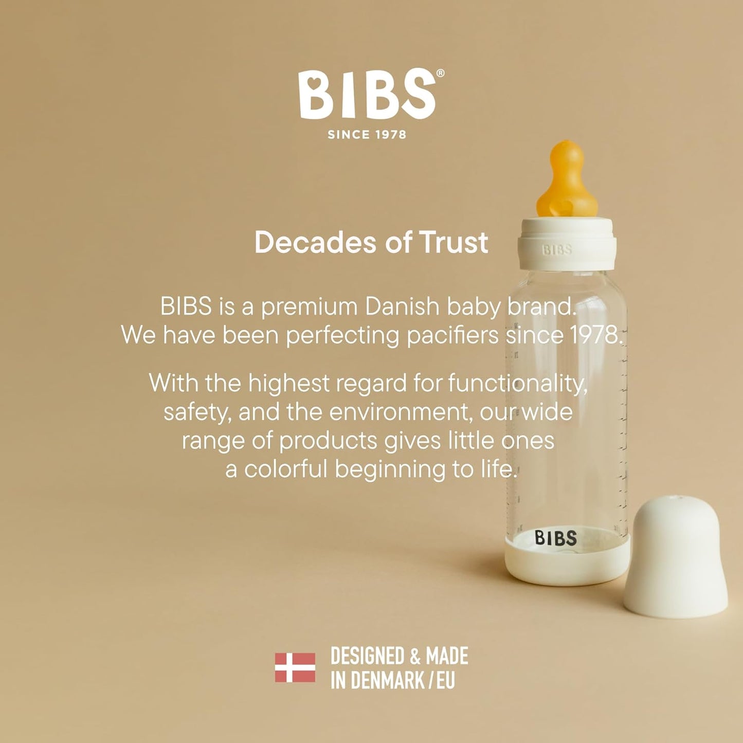 Bibs - BIBS Glass Baby Bottle Round Latex 1 pack 120 ml Slow Flow Baby Blue
