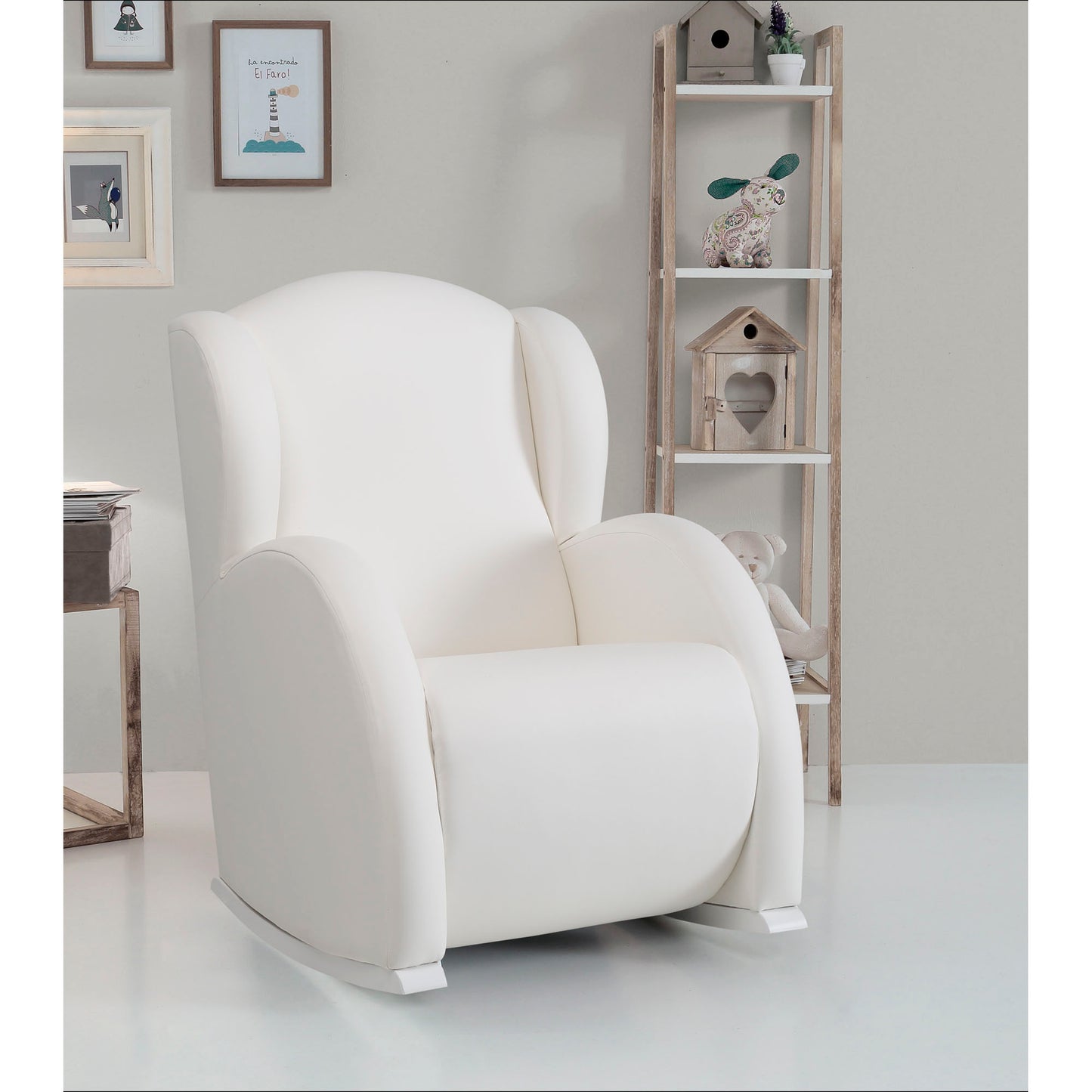 MICUNA - ROCKING NURSING CHAIR FLOR SLOW SYSTEM WHITE-WHITE LEATHERETTE