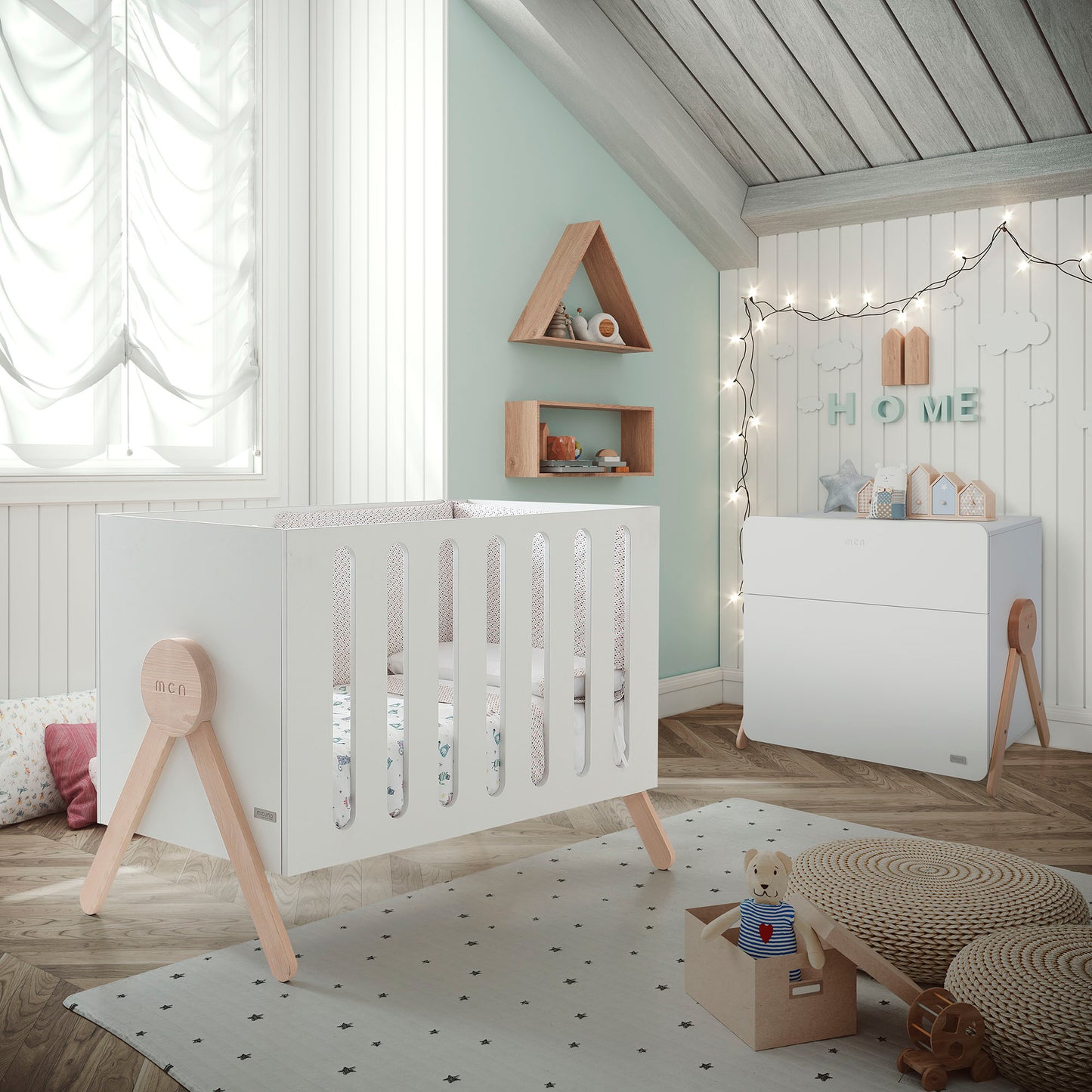 Micuna - Swing Cot 120 x 60 cm Crib with Changing Table