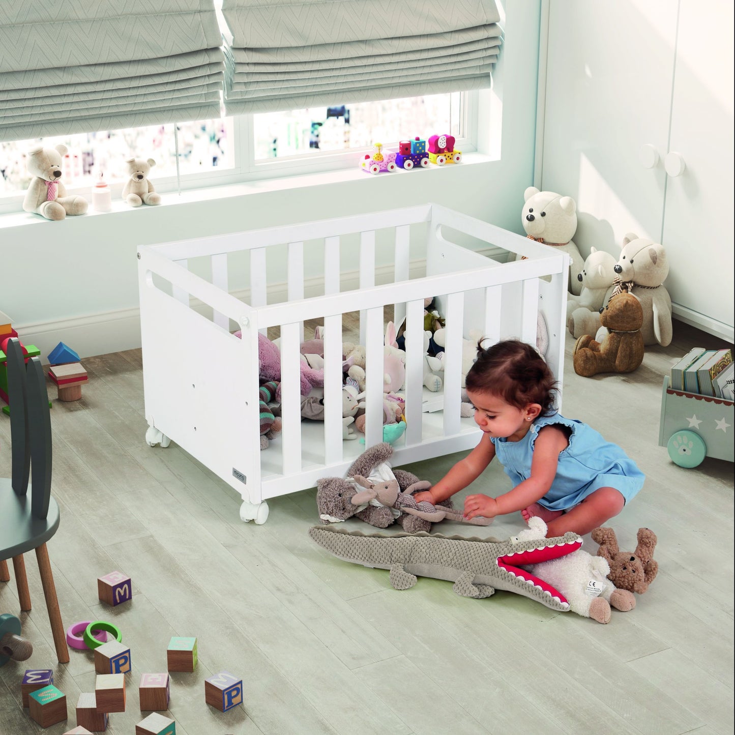 MICUNA - MO-1973 YOU & ME PLUS MINI COT WHITE/NATURAL WAX