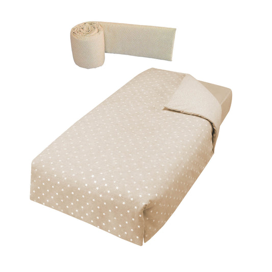 MICUNA - GALAXY BEIGE COT PROTECTOR + DUVET 120 X 60