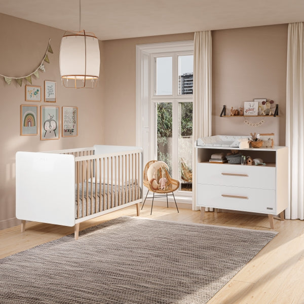 MICUNA - BIG TREVI COT 140 X 70 WHITE/NATURAL WAX