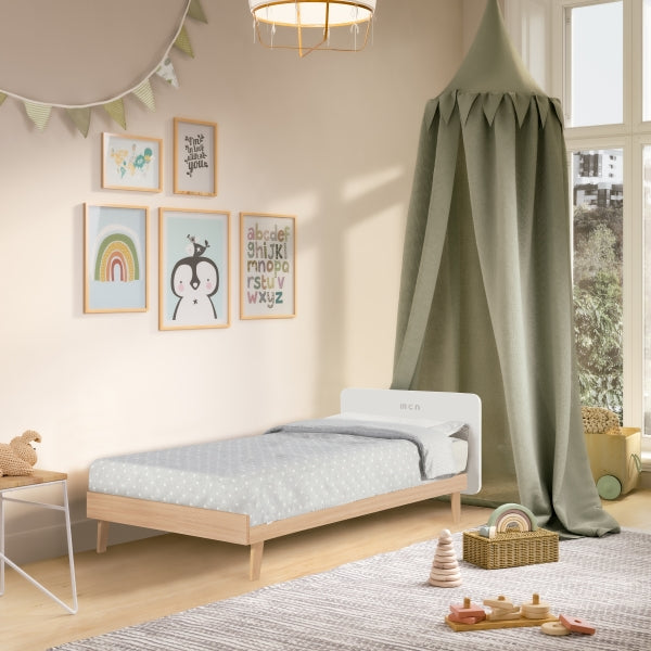 MICUNA - BIG TREVI COT 140 X 70 WHITE/NATURAL WAX