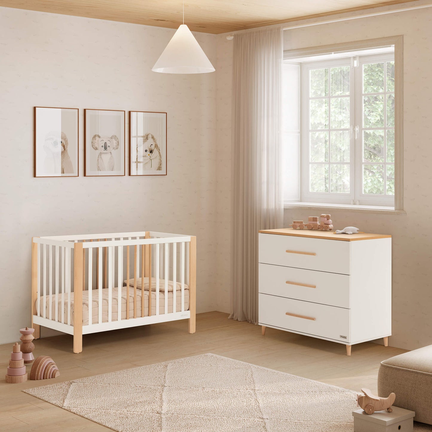 Micuna - NAYRA COT 120X60 WHITE WOOD