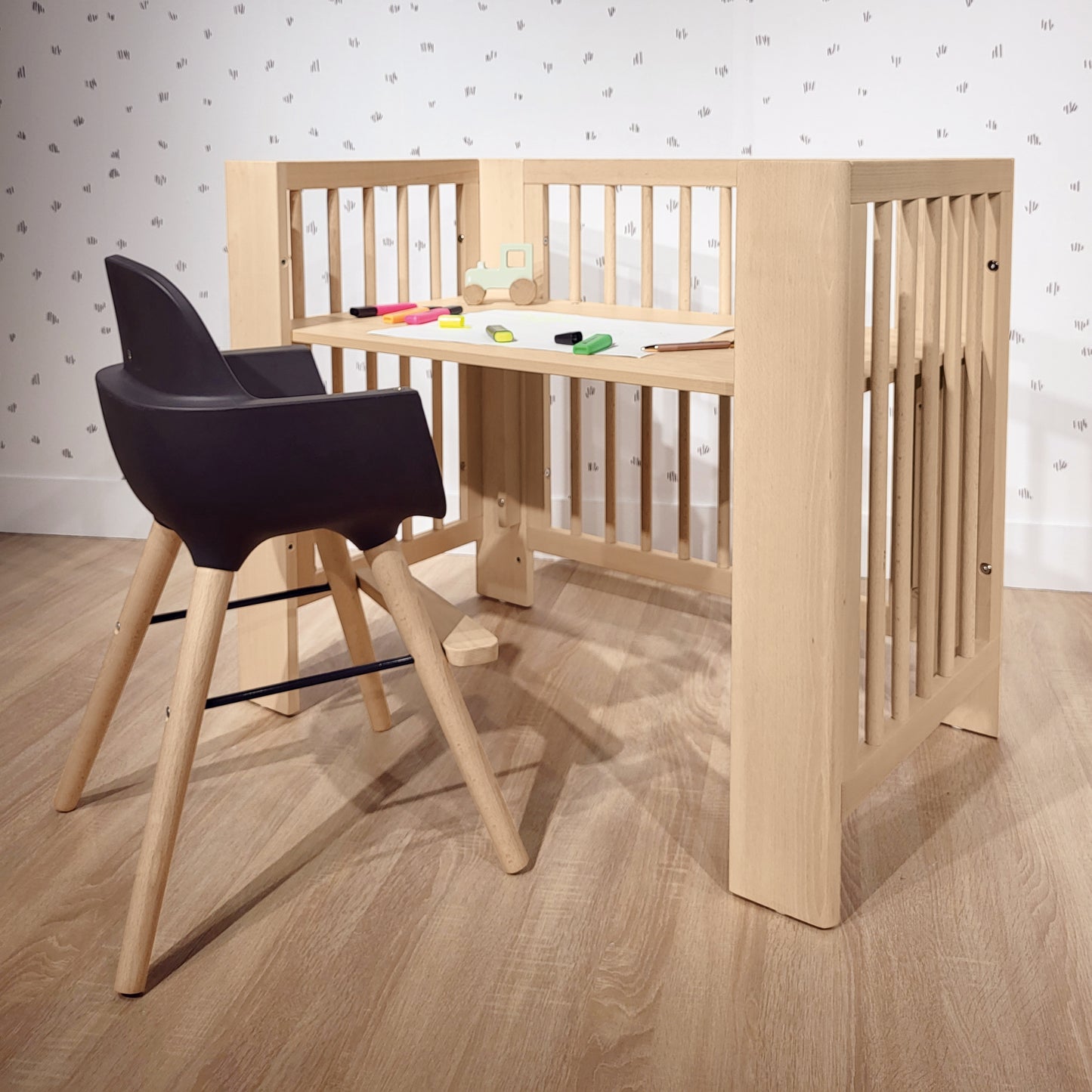 MICUNA - CONVERBABY COT WHITE/NATURAL WAX 140X70