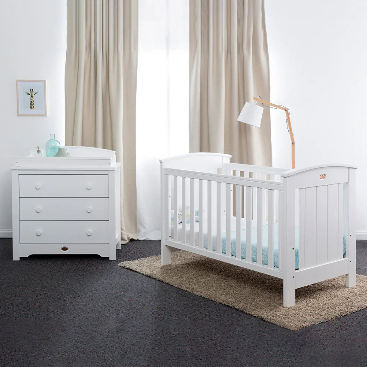 Boori - Casa Baby Cot Barley White  and 3 Drawer Chest Barley White