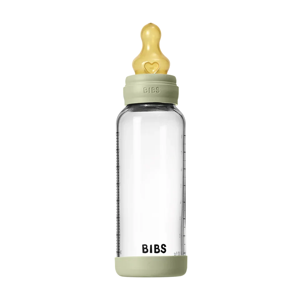 Bibs - Baby Glass Bottle Round 1 Pack Latex 240ml Medium Flow