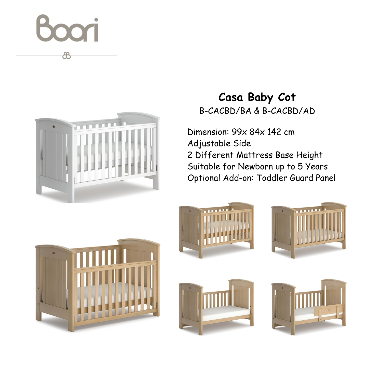 Boori - Casa Baby Cot_Barley White