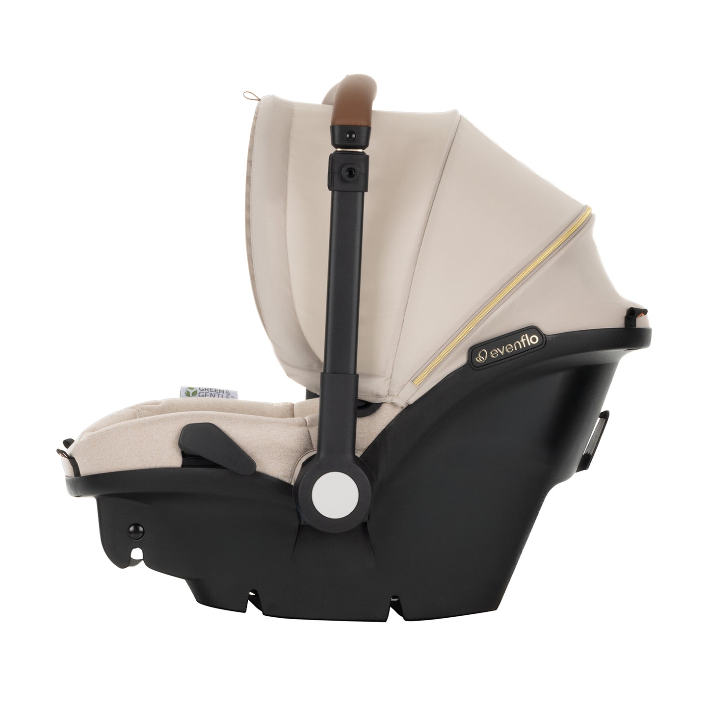 Evenflo - Shyft DualRide with Carryall Storage Infant Car Seat and Stroller Combo with Green & Gentle Fabric - Champagne