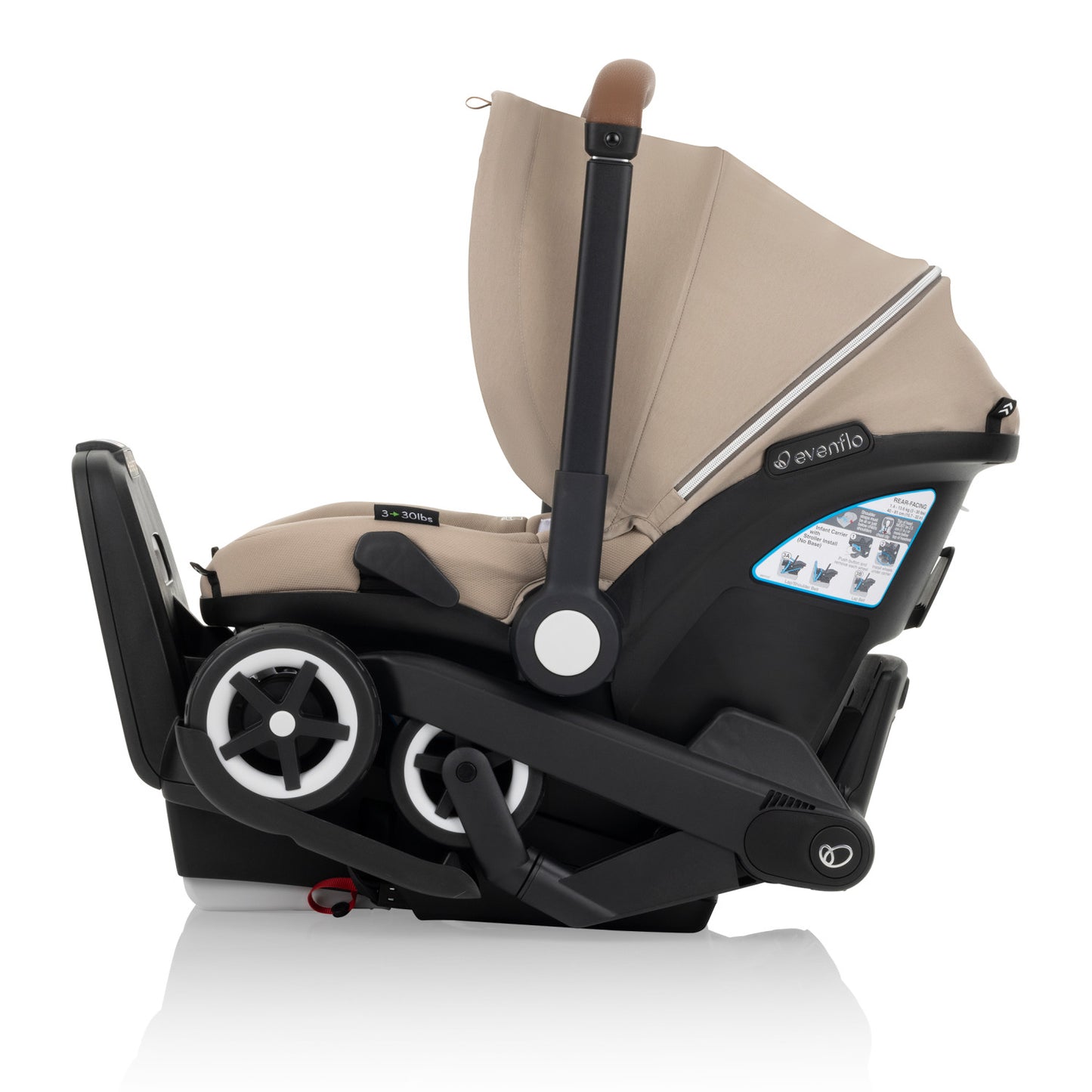 Evenflo - Shyft DualRide Infant Car Seat Stroller Combo w Carryall Storage & Extended Canopy - Topaz