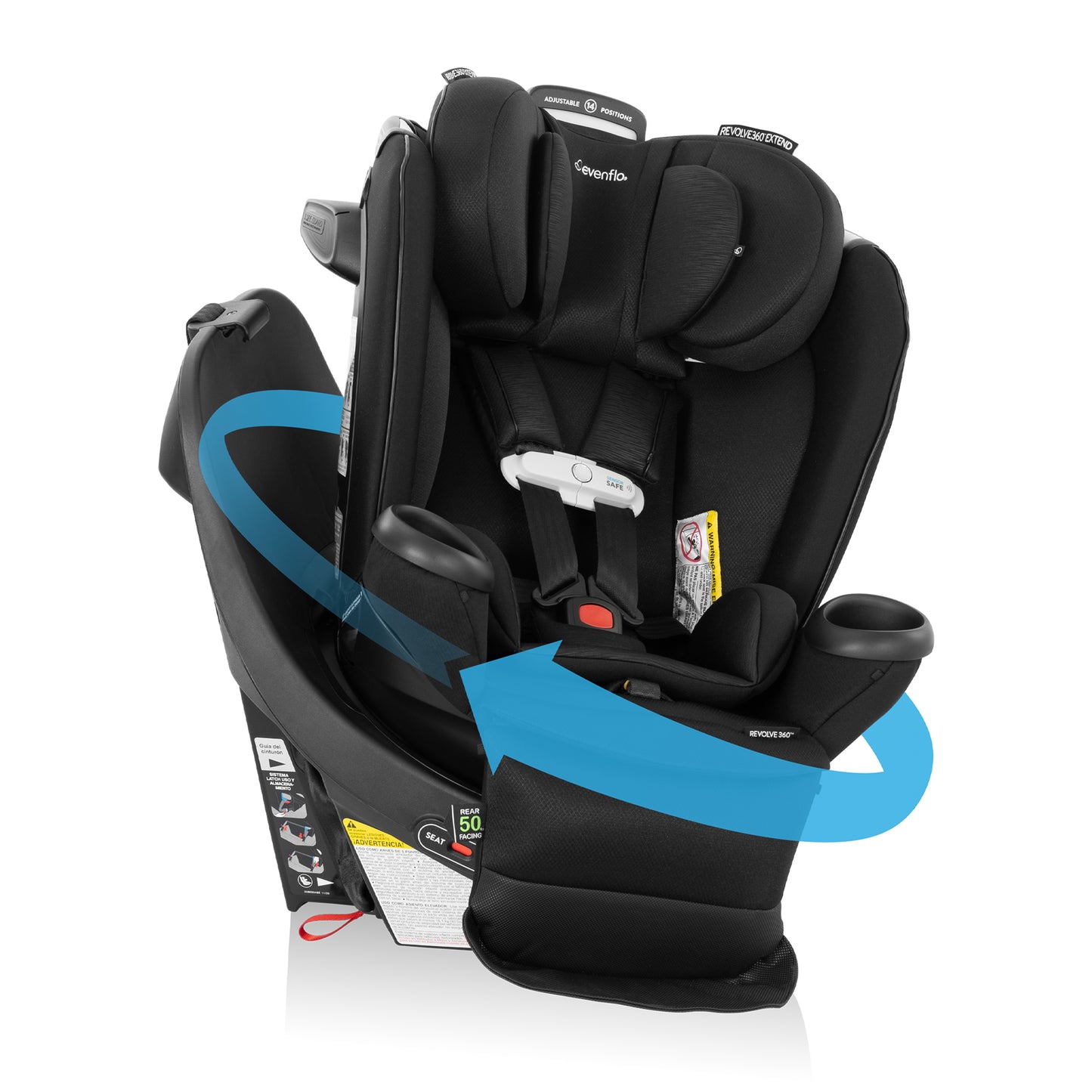 Evenflo - Gold Revolve360 Extend All-in-One Rotational Car Seat with SensorSafe - Onyx Black