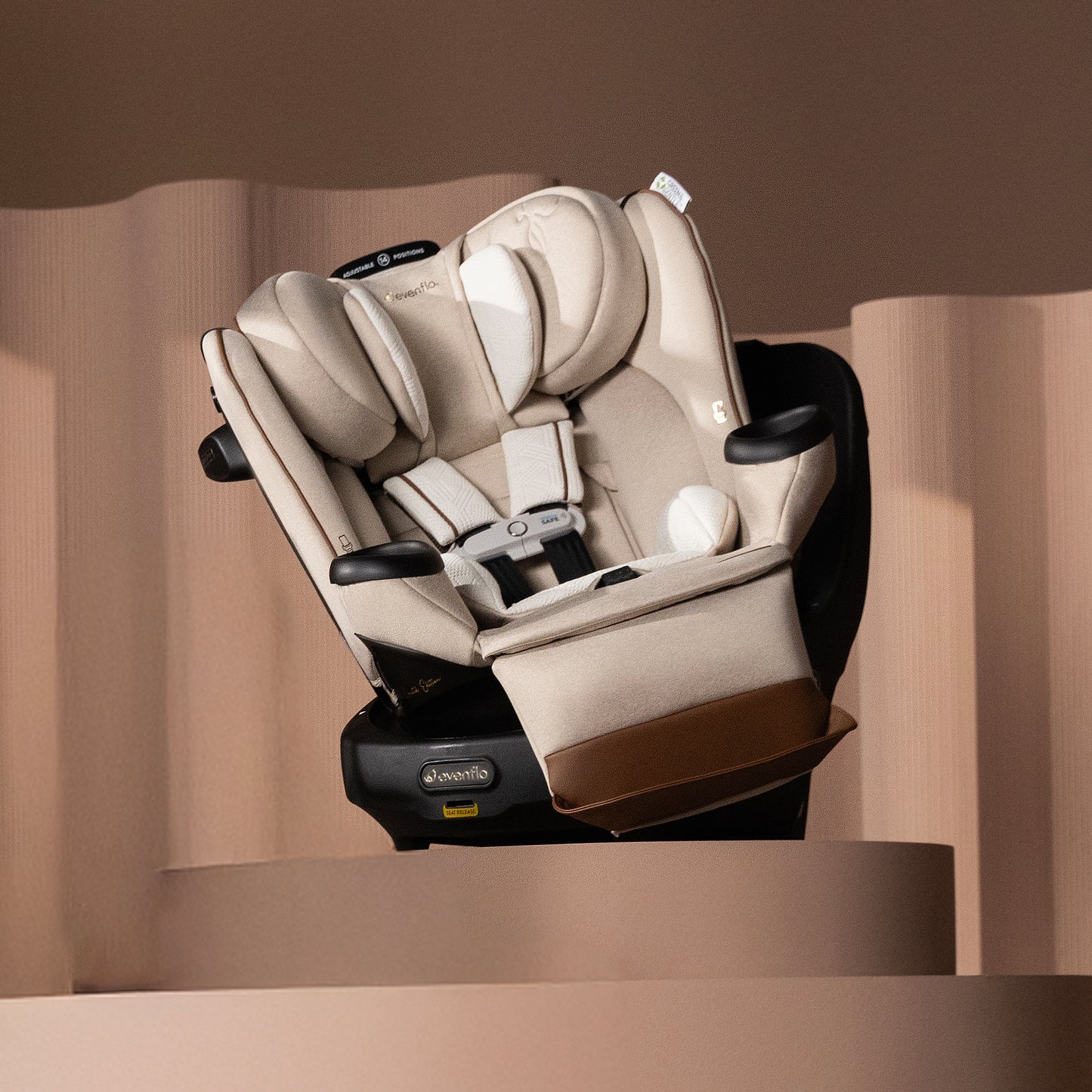 Evenflo - Limited Edition Revolve360 Extend All-in-One Rotational Car Seat with Green & Gentle Fabric - Champagne