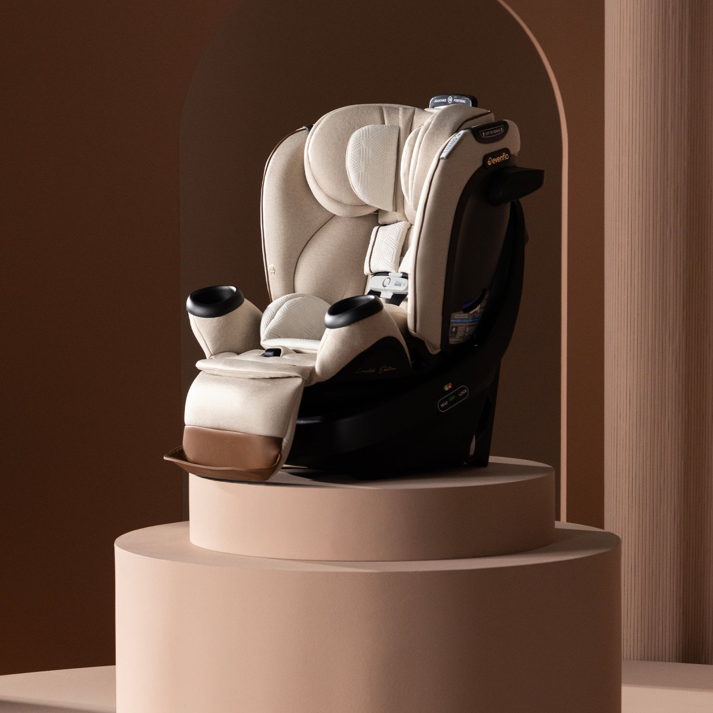 Evenflo - Limited Edition Revolve360 Extend All-in-One Rotational Car Seat with Green & Gentle Fabric - Champagne