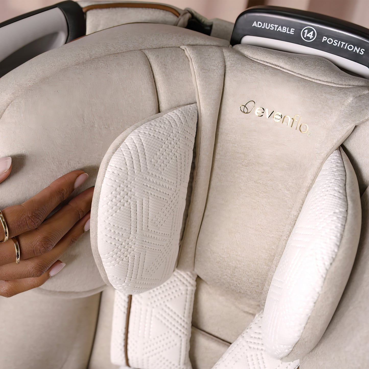 Evenflo - Limited Edition Revolve360 Extend All-in-One Rotational Car Seat with Green & Gentle Fabric - Champagne